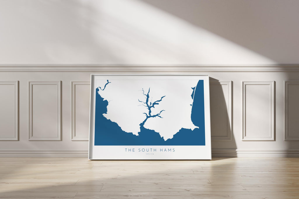 The South Hams Art Print - South Devon Map Art, Salcombe Art print, Devon Travel Poster, Devon Gift, Devon Print, UK Coast Map, UK Beaches