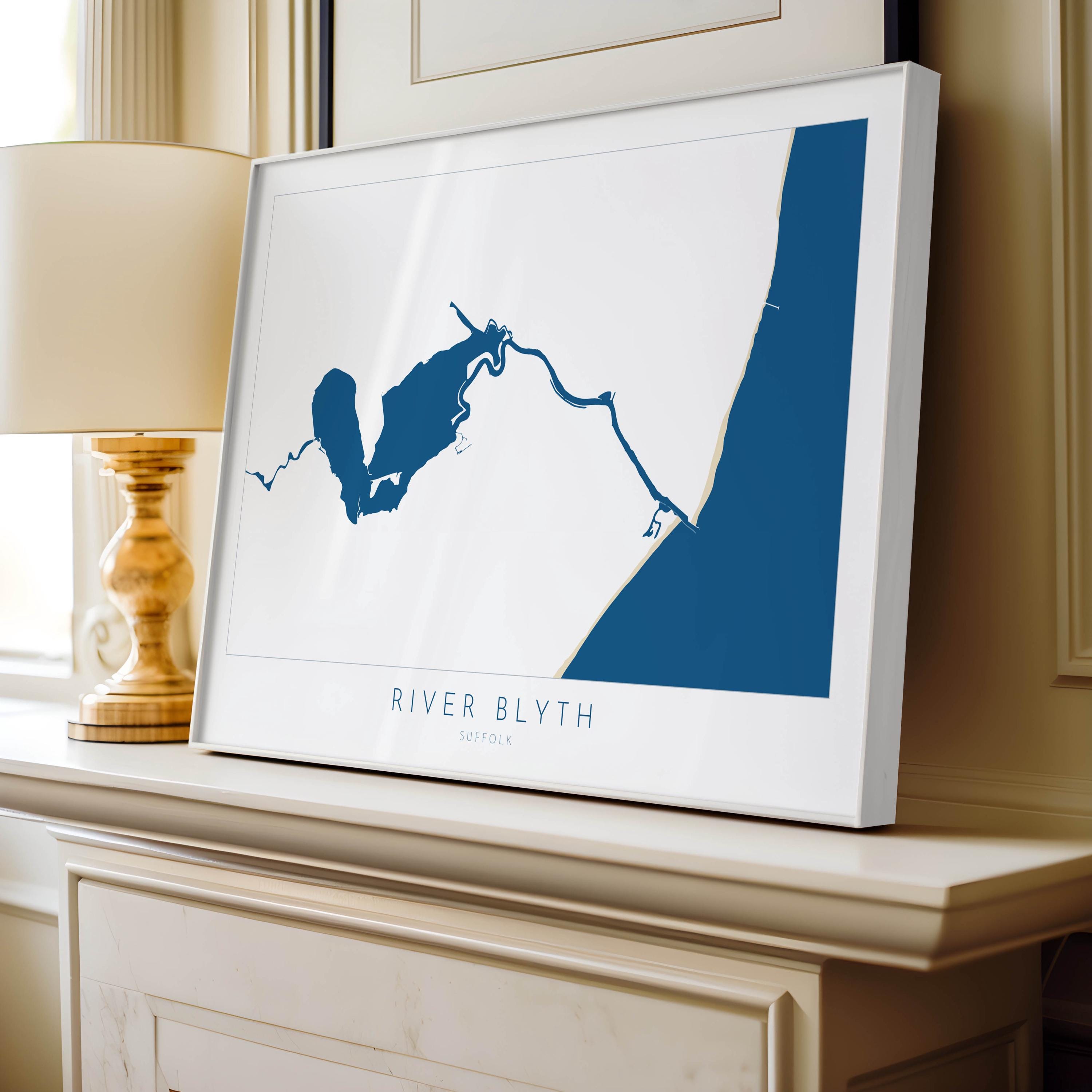 River Blyth Map Art - Suffolk Map Art, Southwold Map Art, Southwold Beach, Walberswick Art, Suffolk Coast, Suffolk Travel Print, Suffolk UK