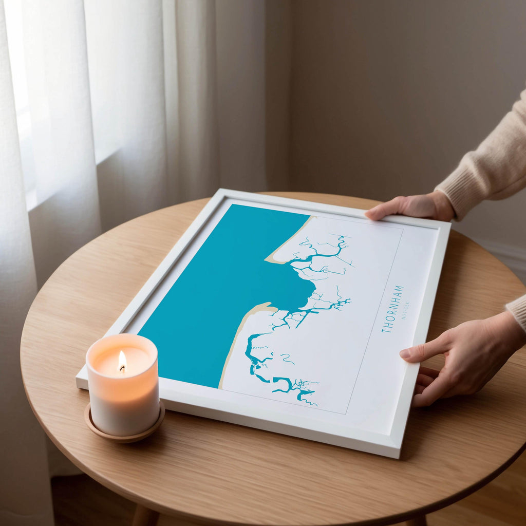 Thornham Map Art - Norfolk Map, Thornham Art Print, Holme-next-the-sea Map, North Norfolk Coast, Norfolk Beach, Norfolk Travel Print, UK