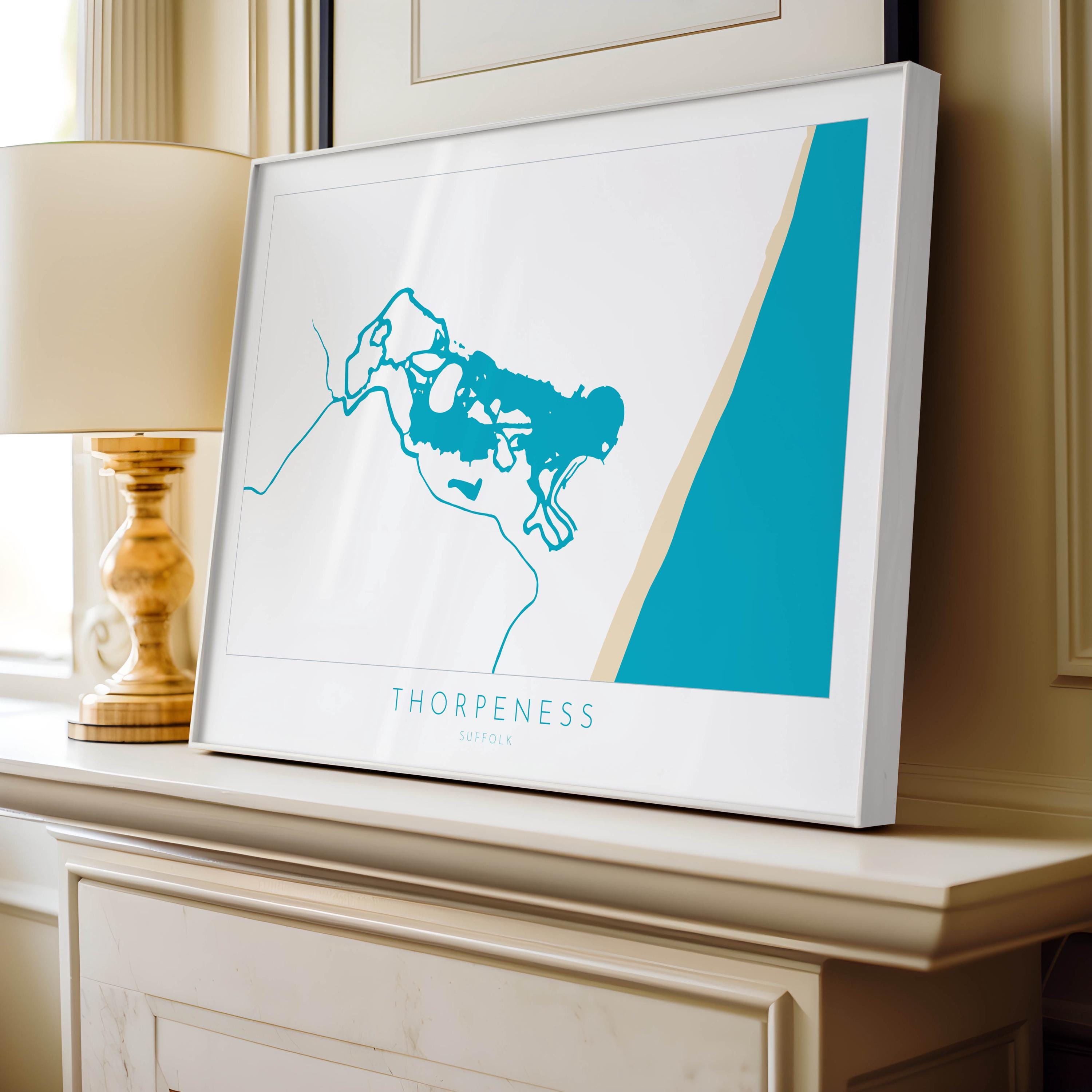 Thorpeness Map Art - Suffolk Map, Suffolk Coast, Thorpeness Meare, Suffolk Travel Print, Suffolk Coast Art, Suffolk Beach Art, UK Map