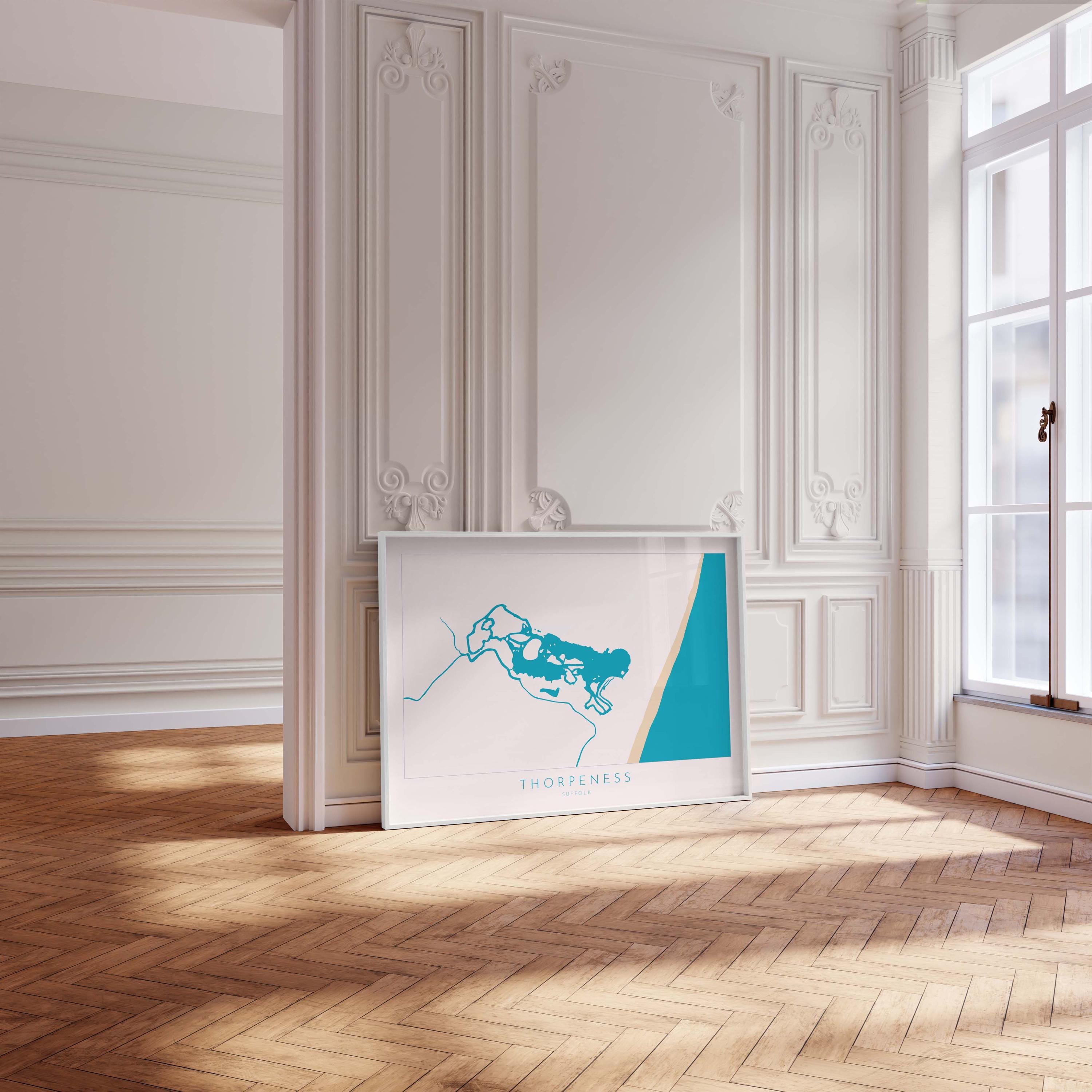 Thorpeness Map Art - Suffolk Map, Suffolk Coast, Thorpeness Meare, Suffolk Travel Print, Suffolk Coast Art, Suffolk Beach Art, UK Map