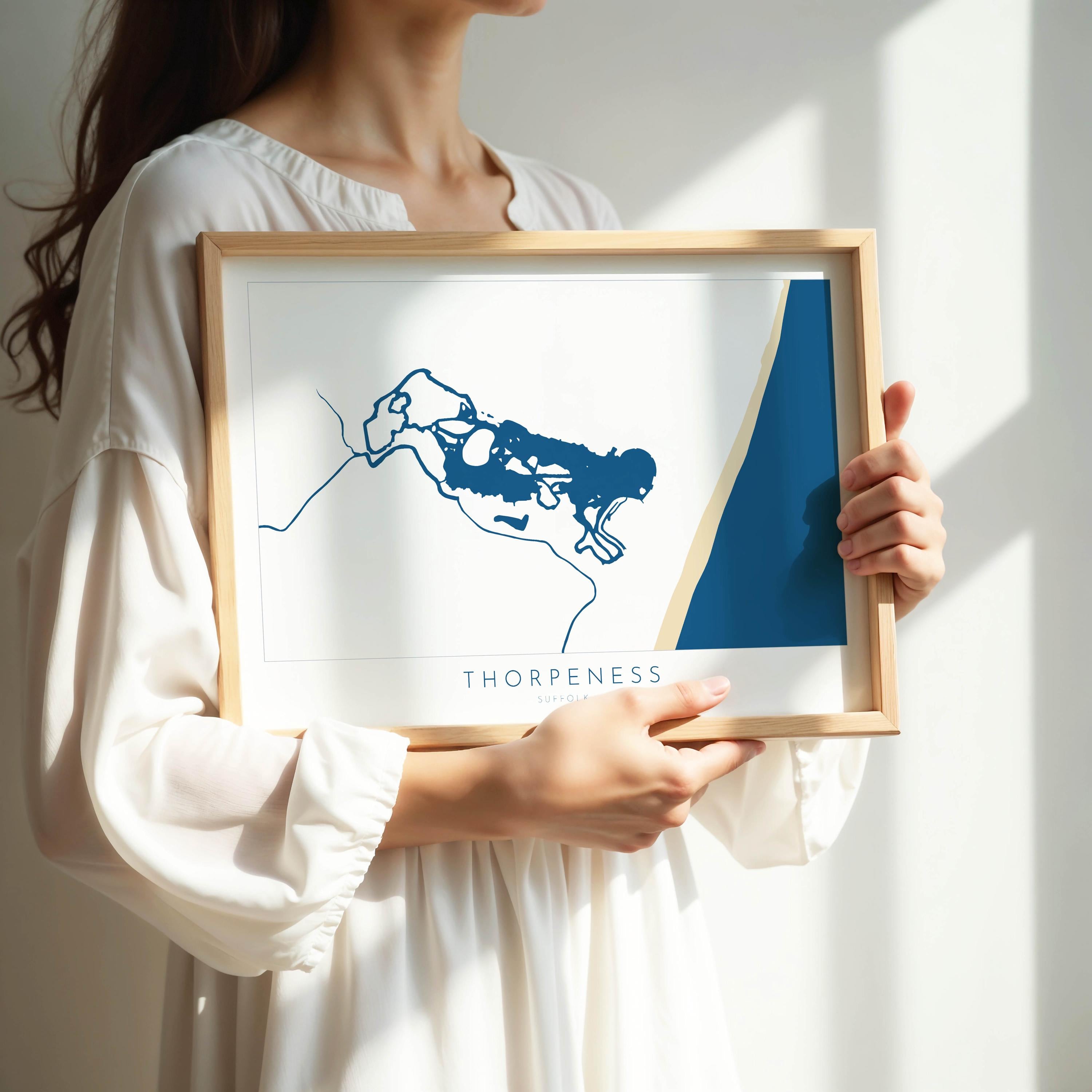 Thorpeness Map Art - Suffolk Map, Suffolk Coast, Thorpeness Meare, Suffolk Travel Print, Suffolk Coast Art, Suffolk Beach Art, UK Map