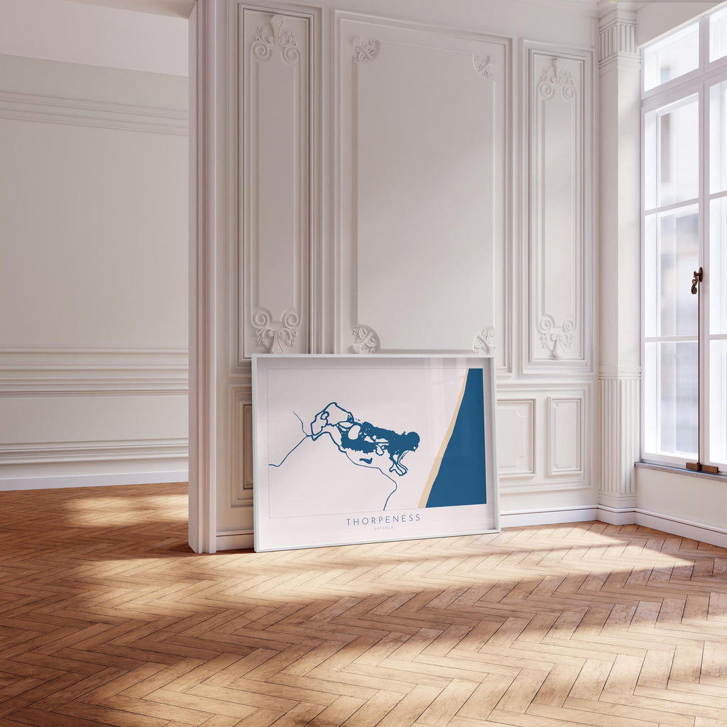 Thorpeness Map Art - Suffolk Map, Suffolk Coast, Thorpeness Meare, Suffolk Travel Print, Suffolk Coast Art, Suffolk Beach Art, UK Map