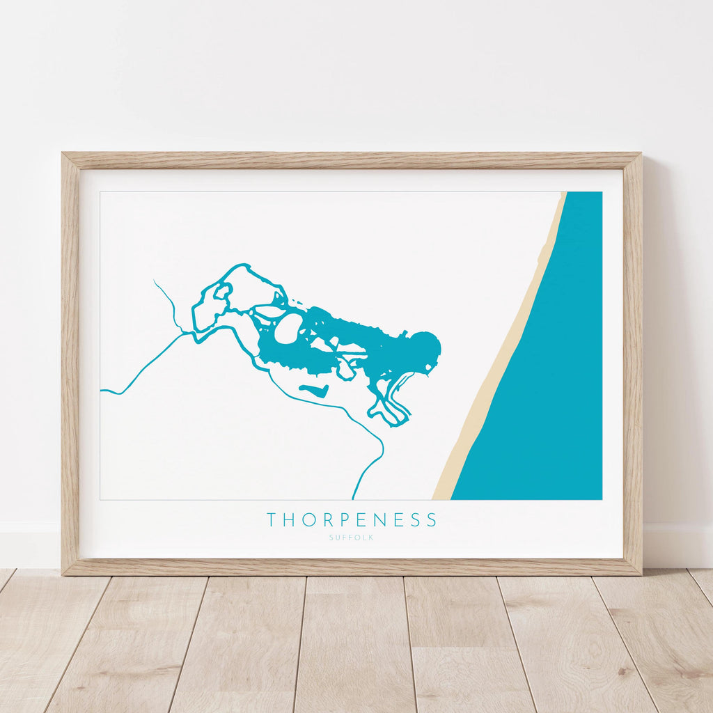 Thorpeness Map Art - Suffolk Map, Suffolk Coast, Thorpeness Meare, Suffolk Travel Print, Suffolk Coast Art, Suffolk Beach Art, UK Map