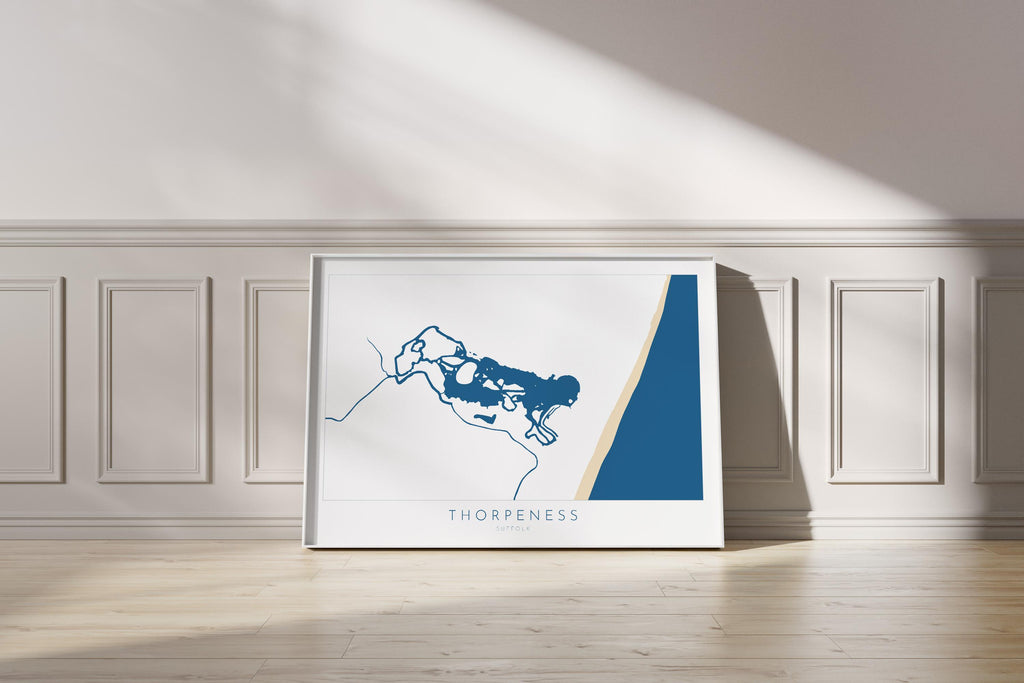 Thorpeness Map Art - Suffolk Map, Suffolk Coast, Thorpeness Meare, Suffolk Travel Print, Suffolk Coast Art, Suffolk Beach Art, UK Map