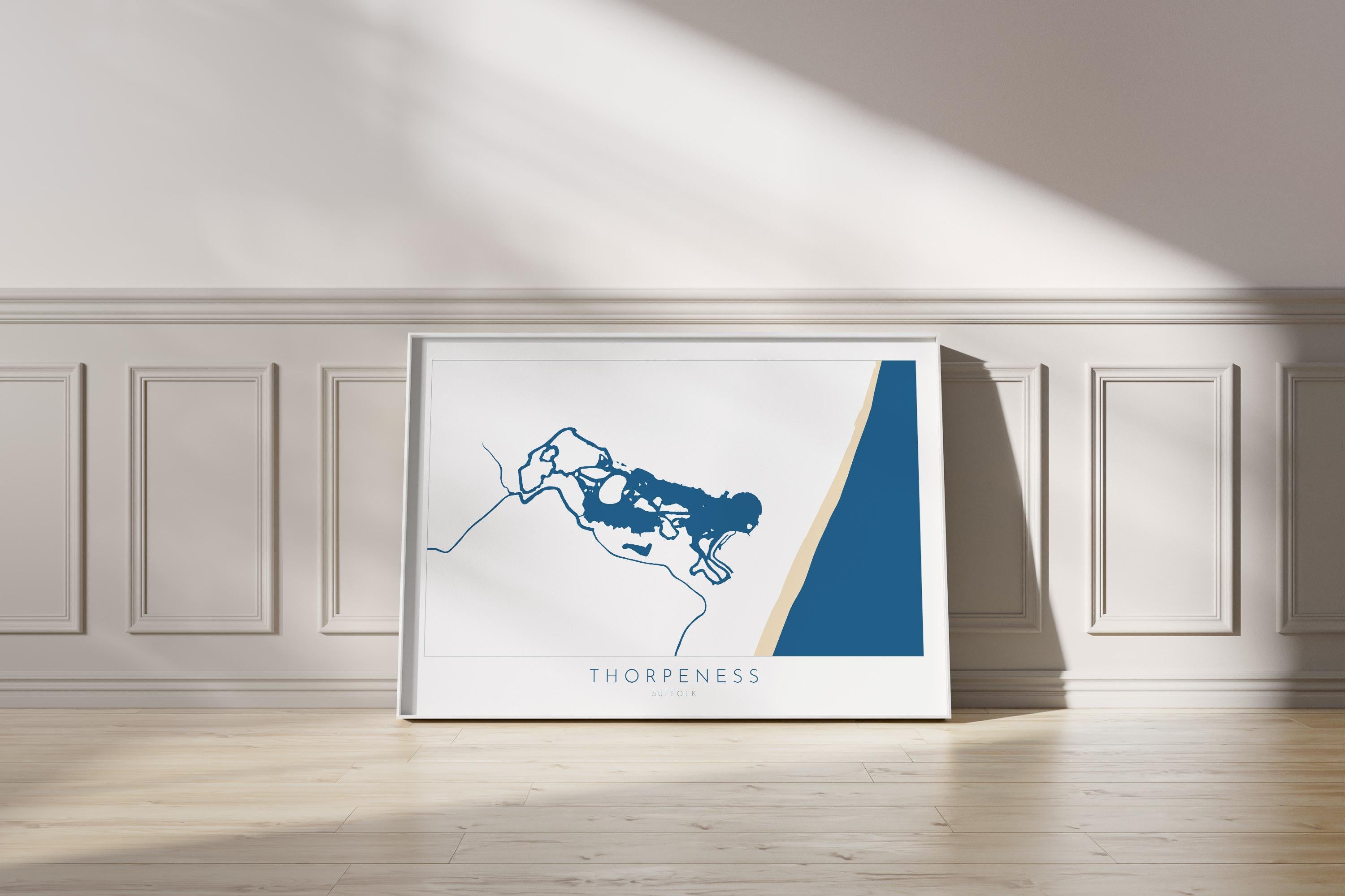 Thorpeness Map Art - Suffolk Map, Suffolk Coast, Thorpeness Meare, Suffolk Travel Print, Suffolk Coast Art, Suffolk Beach Art, UK Map