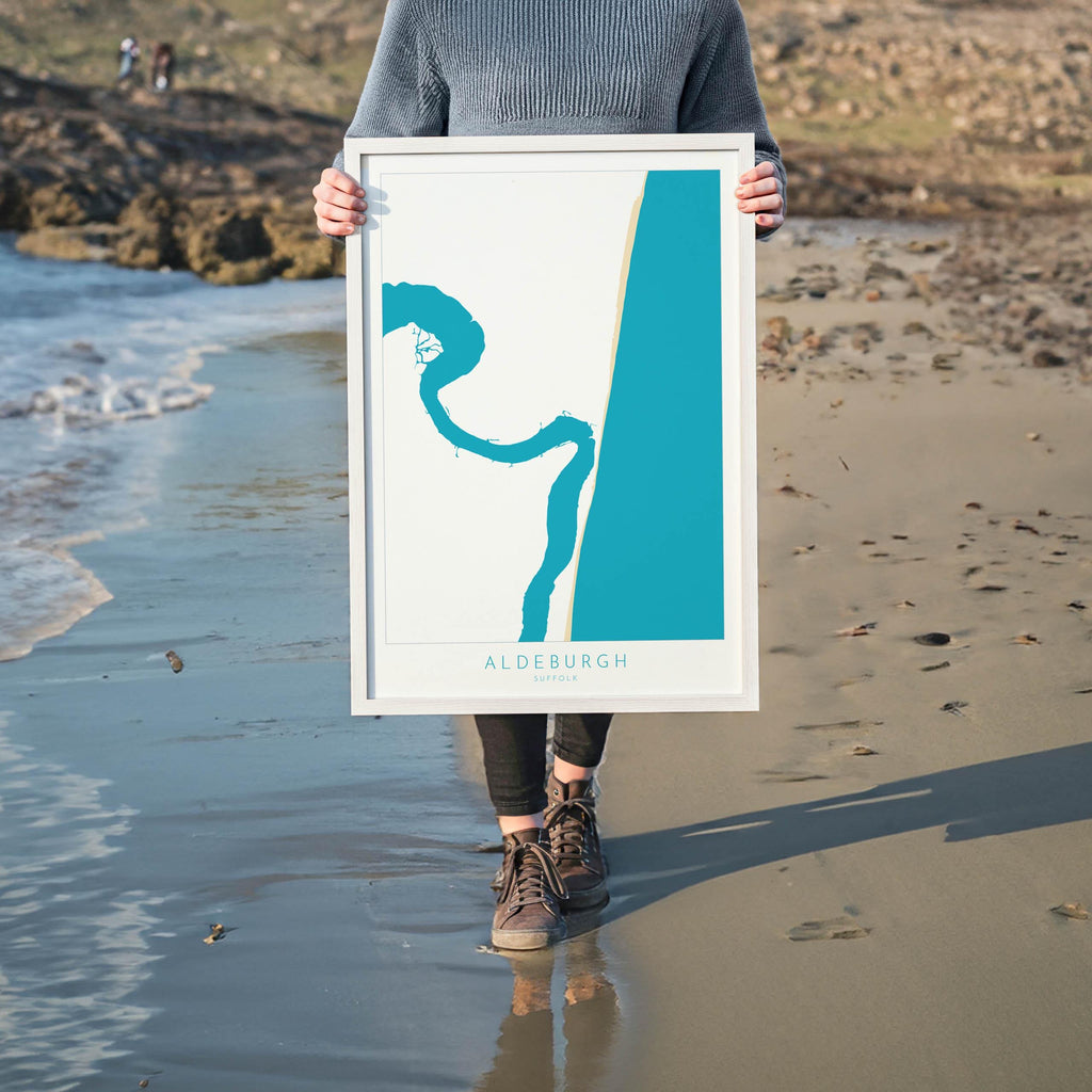 Aldeburgh Map Art - Suffolk Map, River Alde Map, Aldeburgh Print, Suffolk Coast, Suffolk Travel Print, Suffolk Gift, UK Seaside Art