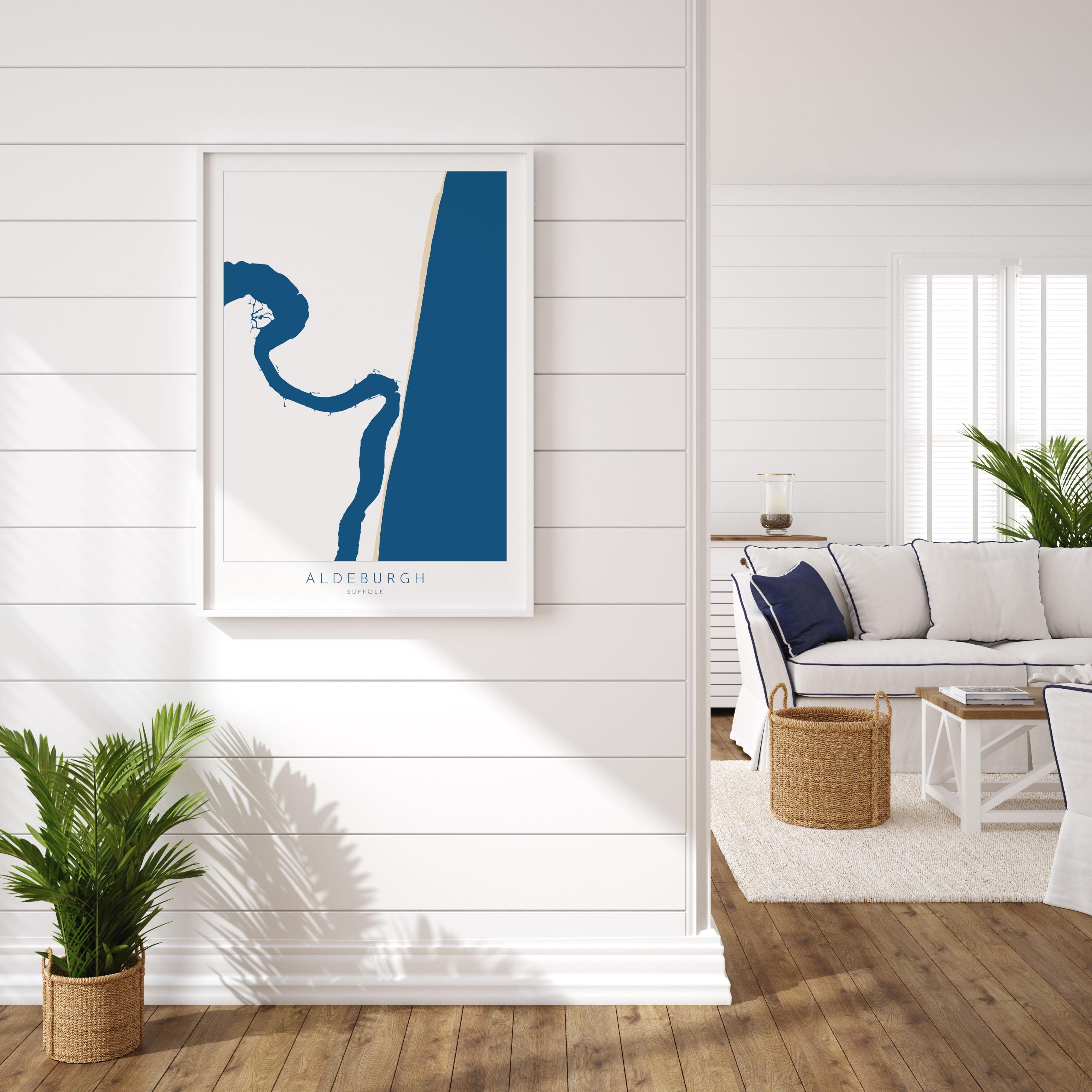 Aldeburgh Map Art - Suffolk Map, River Alde Map, Aldeburgh Print, Suffolk Coast, Suffolk Travel Print, Suffolk Gift, UK Seaside Art