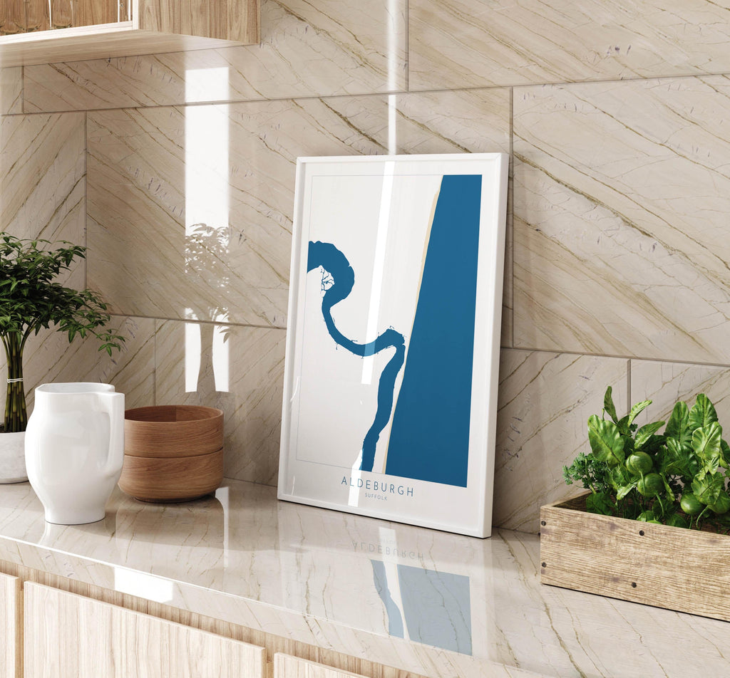 Aldeburgh Map Art - Suffolk Map, River Alde Map, Aldeburgh Print, Suffolk Coast, Suffolk Travel Print, Suffolk Gift, UK Seaside Art