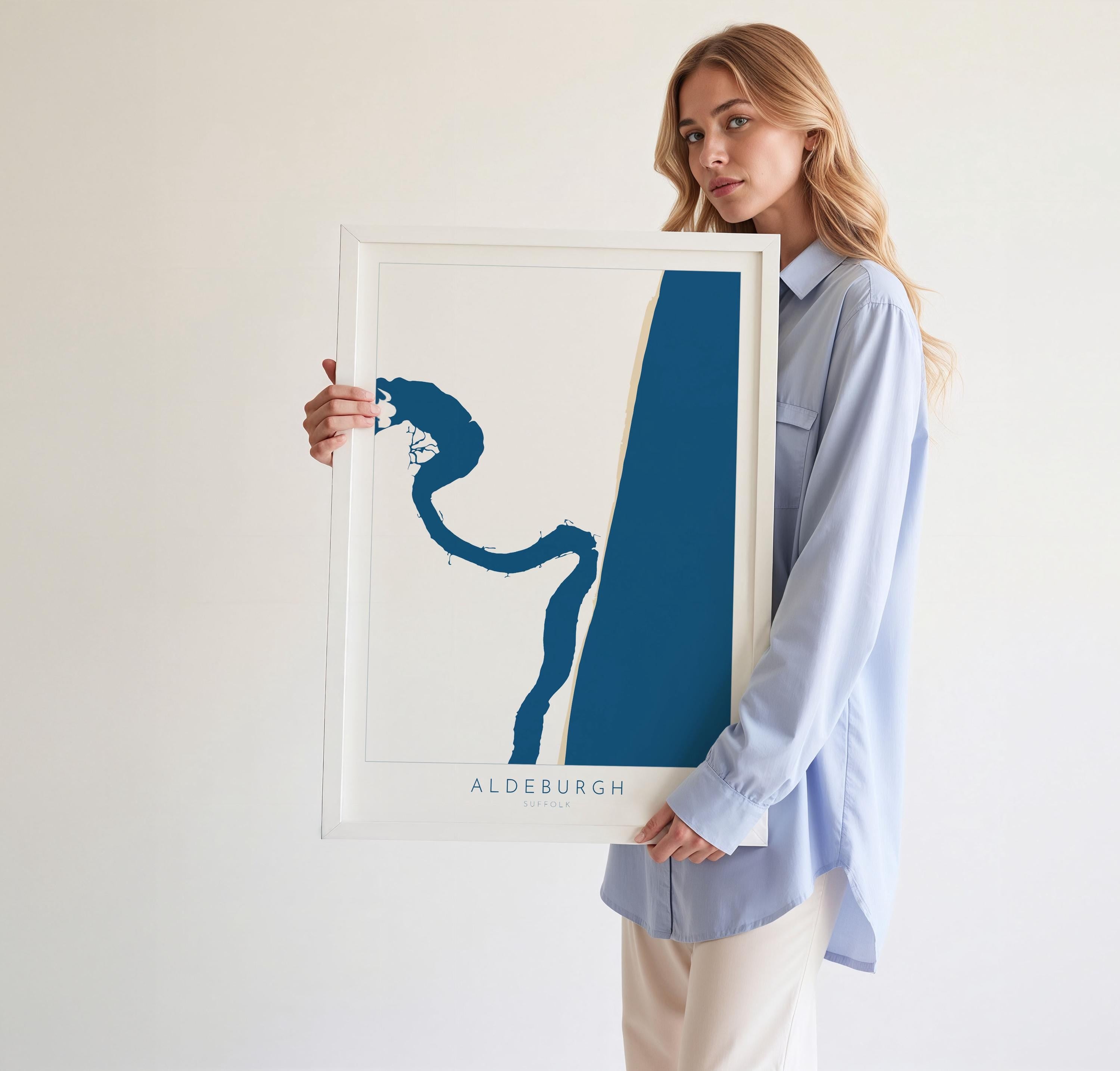 Aldeburgh Map Art - Suffolk Map, River Alde Map, Aldeburgh Print, Suffolk Coast, Suffolk Travel Print, Suffolk Gift, UK Seaside Art