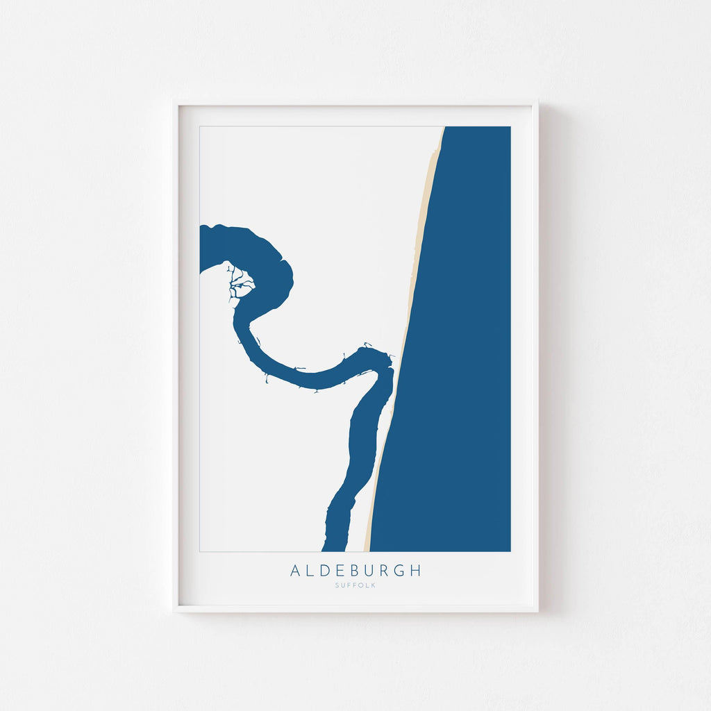 Aldeburgh Map Art - Suffolk Map, River Alde Map, Aldeburgh Print, Suffolk Coast, Suffolk Travel Print, Suffolk Gift, UK Seaside Art