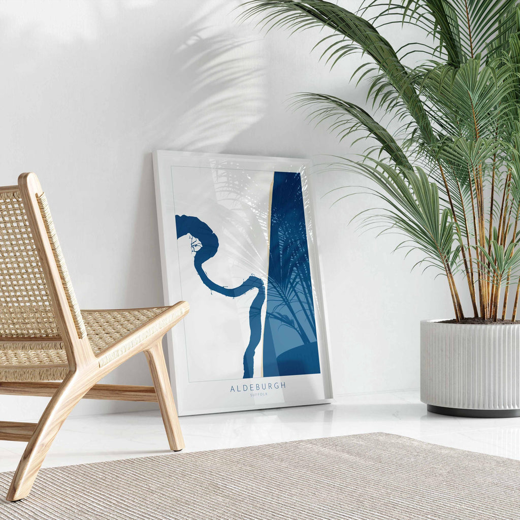 Aldeburgh Map Art - Suffolk Map, River Alde Map, Aldeburgh Print, Suffolk Coast, Suffolk Travel Print, Suffolk Gift, UK Seaside Art