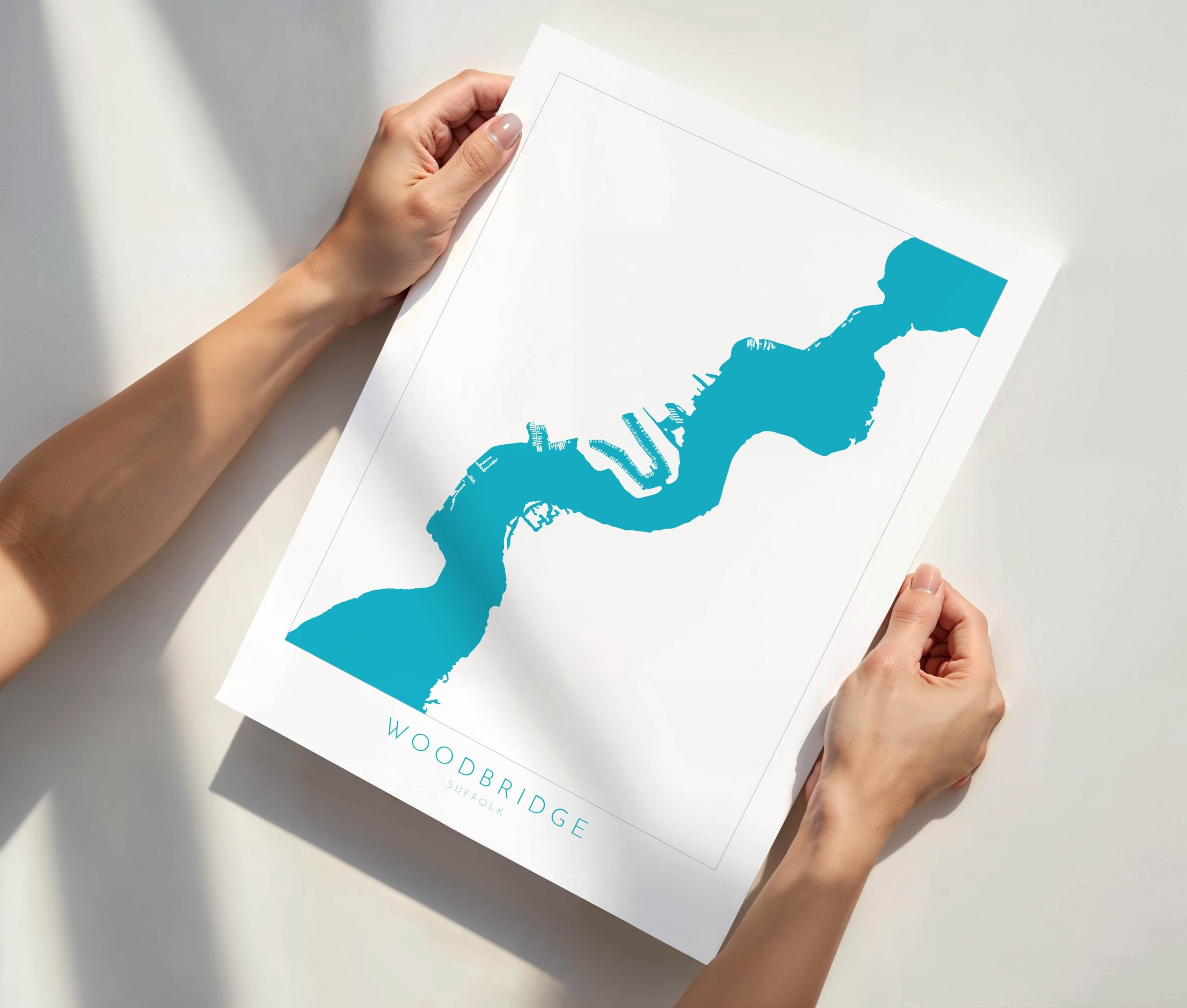 Woodbridge - Suffolk, Woodbridge Art, Suffolk Map, River Deben, Suffolk Coast, Suffolk Travel Print, Woodbridge Map, Suffolk Art, UK Rivers