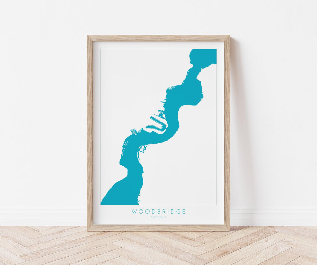 Woodbridge - Suffolk, Woodbridge Art, Suffolk Map, River Deben, Suffolk Coast, Suffolk Travel Print, Woodbridge Map, Suffolk Art, UK Rivers