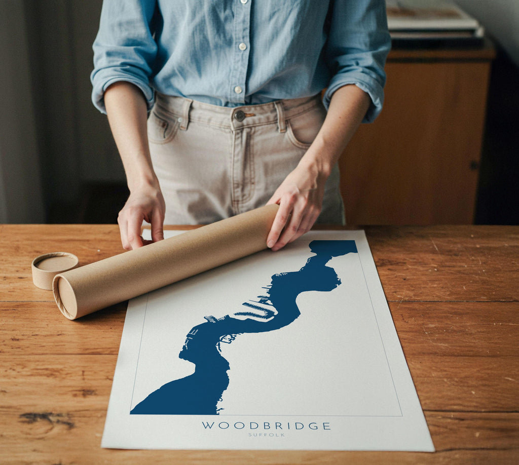 Woodbridge - Suffolk, Woodbridge Art, Suffolk Map, River Deben, Suffolk Coast, Suffolk Travel Print, Woodbridge Map, Suffolk Art, UK Rivers