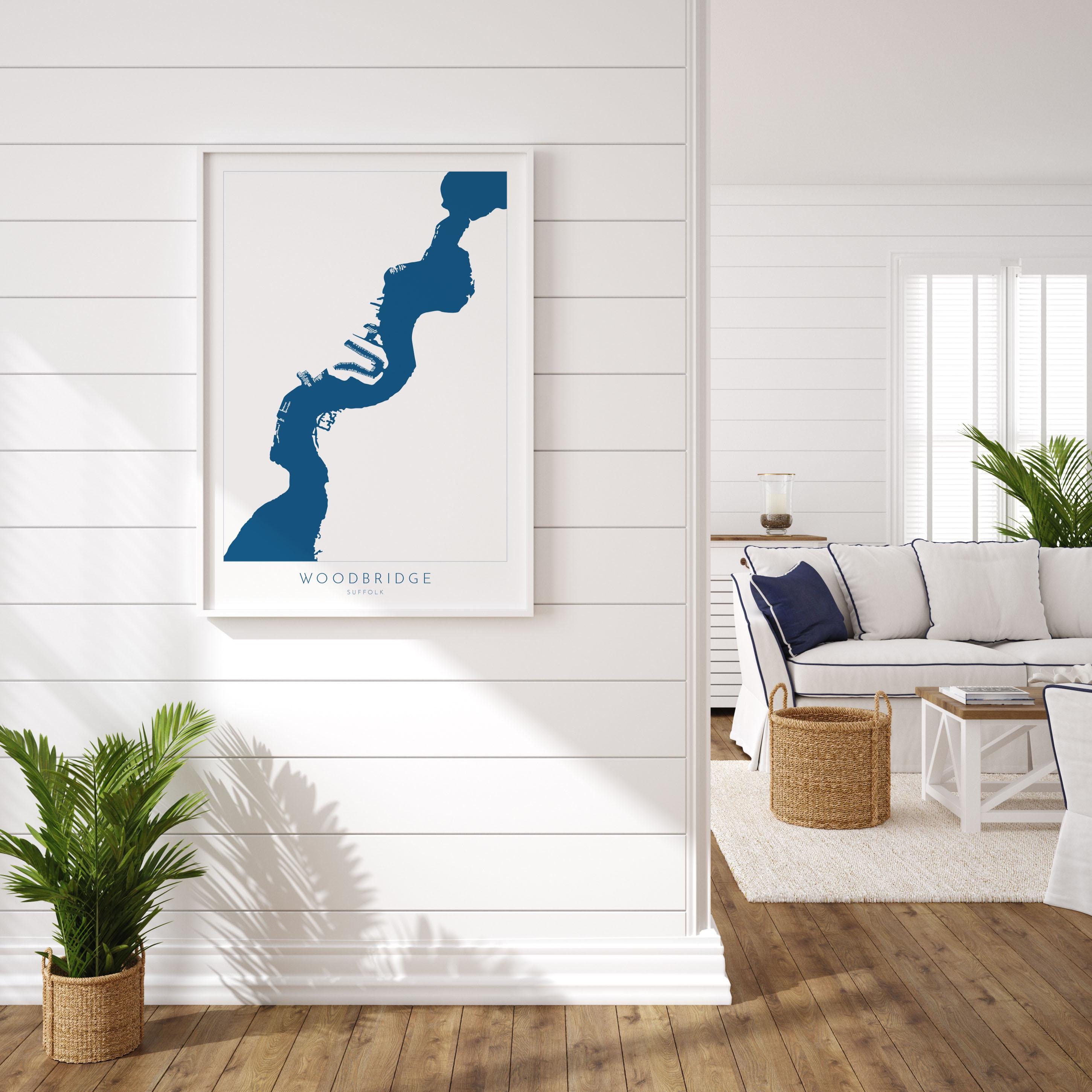 Woodbridge - Suffolk, Woodbridge Art, Suffolk Map, River Deben, Suffolk Coast, Suffolk Travel Print, Woodbridge Map, Suffolk Art, UK Rivers