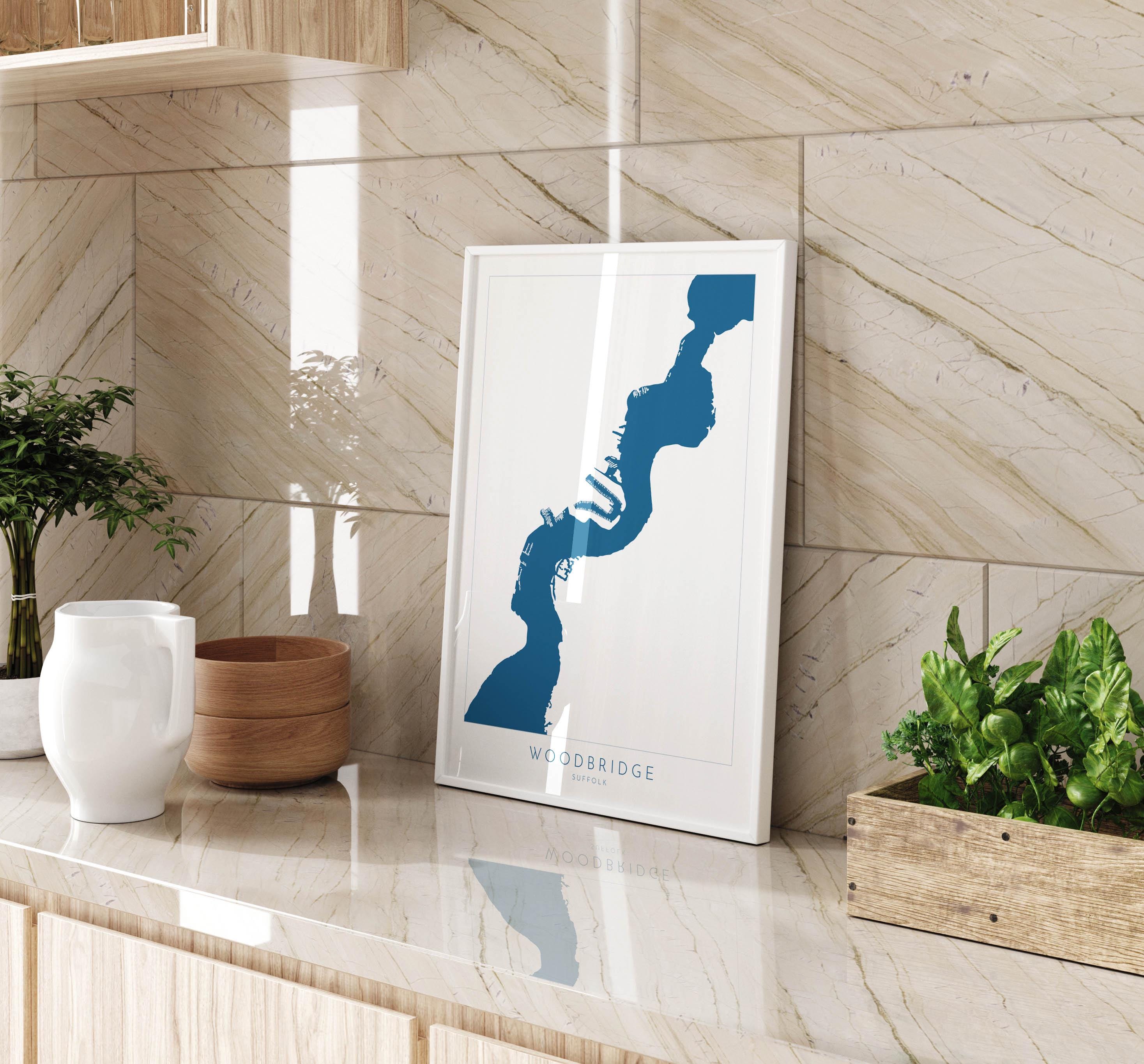 Woodbridge - Suffolk, Woodbridge Art, Suffolk Map, River Deben, Suffolk Coast, Suffolk Travel Print, Woodbridge Map, Suffolk Art, UK Rivers