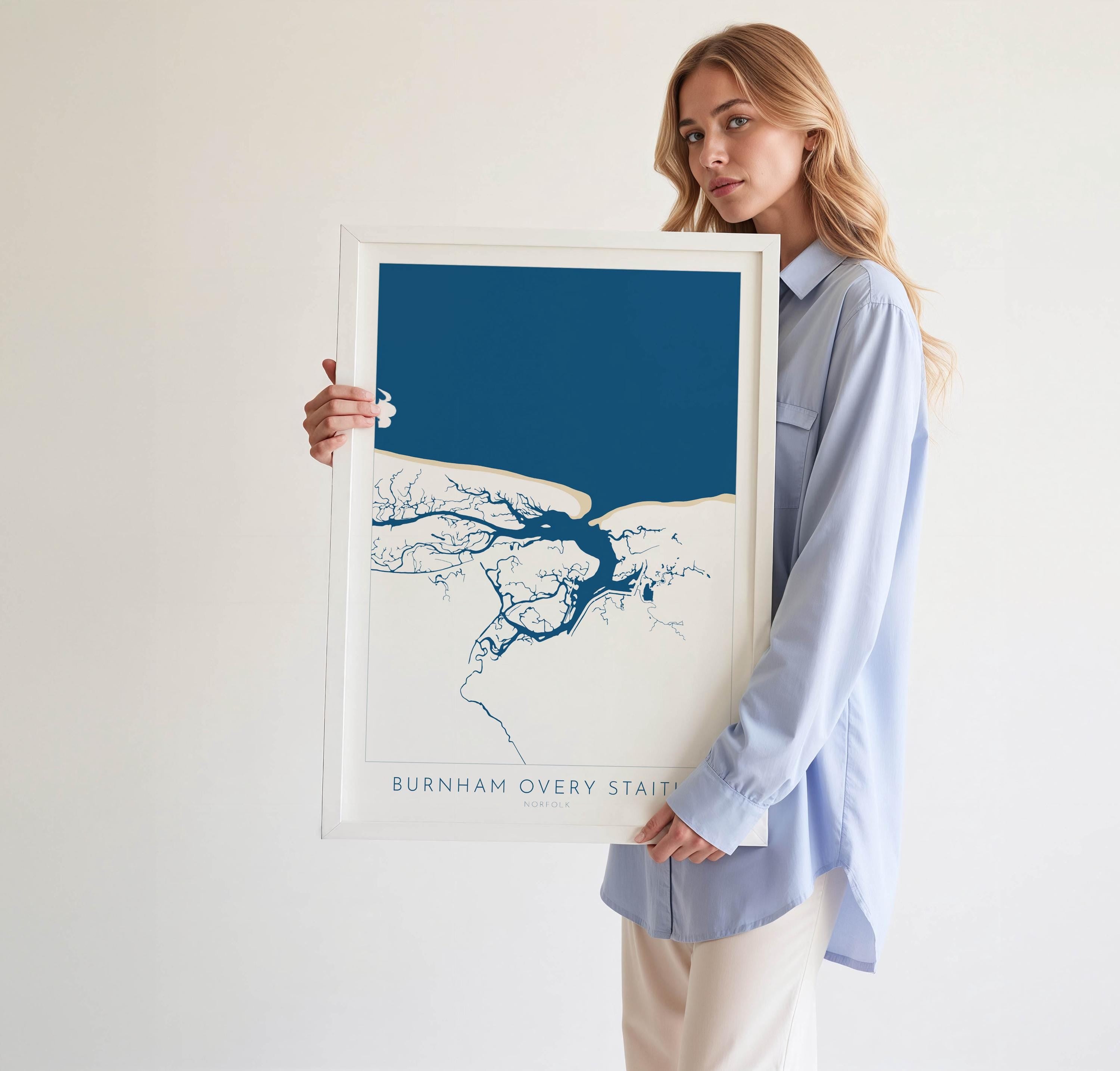 Burnham Overy Staithe Map Art - Norfolk Map, Burnham Overy Art Print, Norfolk Gift, North Norfolk Poster, North Norfolk Coast, Norfolk Beach