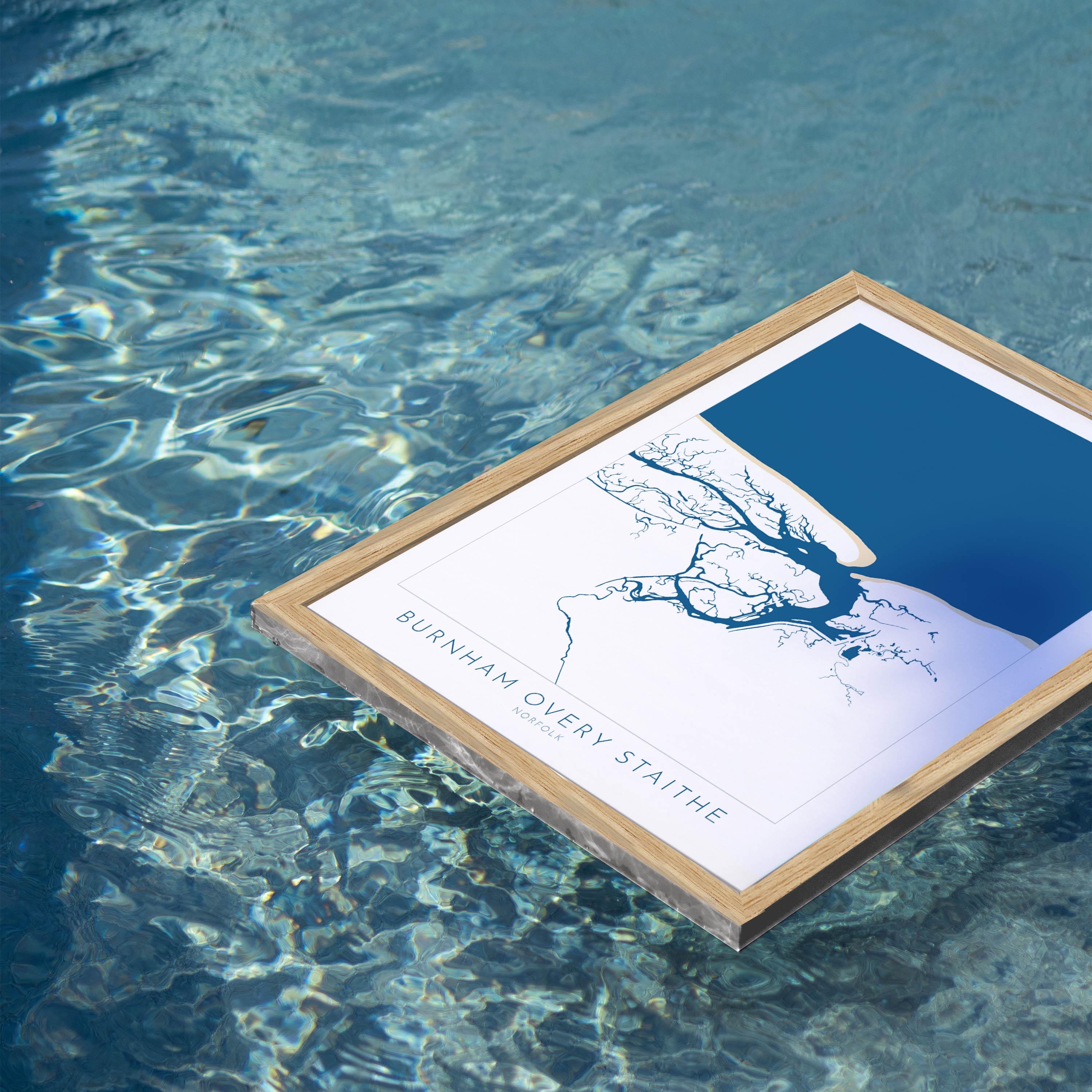 Burnham Overy Staithe Map Art - Norfolk Map, Burnham Overy Art Print, Norfolk Gift, North Norfolk Poster, North Norfolk Coast, Norfolk Beach