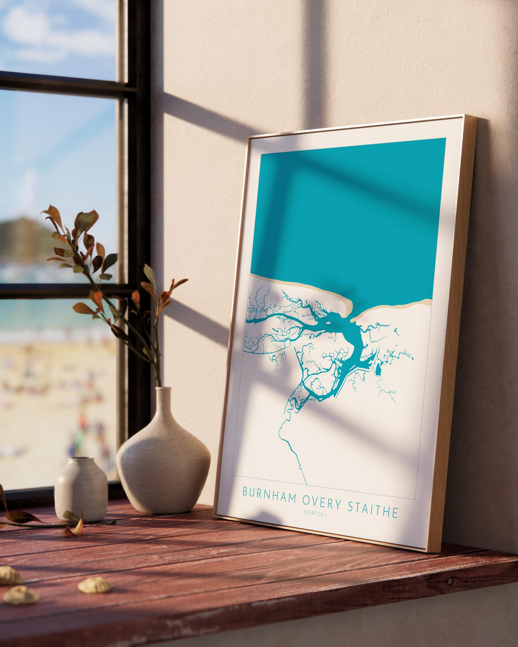 Burnham Overy Staithe Map Art - Norfolk Map, Burnham Overy Art Print, Norfolk Gift, North Norfolk Poster, North Norfolk Coast, Norfolk Beach