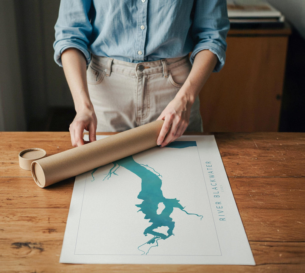 River Blackwater - Maldon, Map Art, Essex Coast, Essex Map, Essex Art, UK