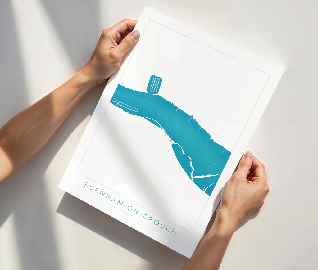 Burnham-on-Crouch Print - Burnham on Crouch Art, Burnham on Crouch Map, Essex Map Art, River Crouch Sailing Map, River Crouch Essex, UK Map