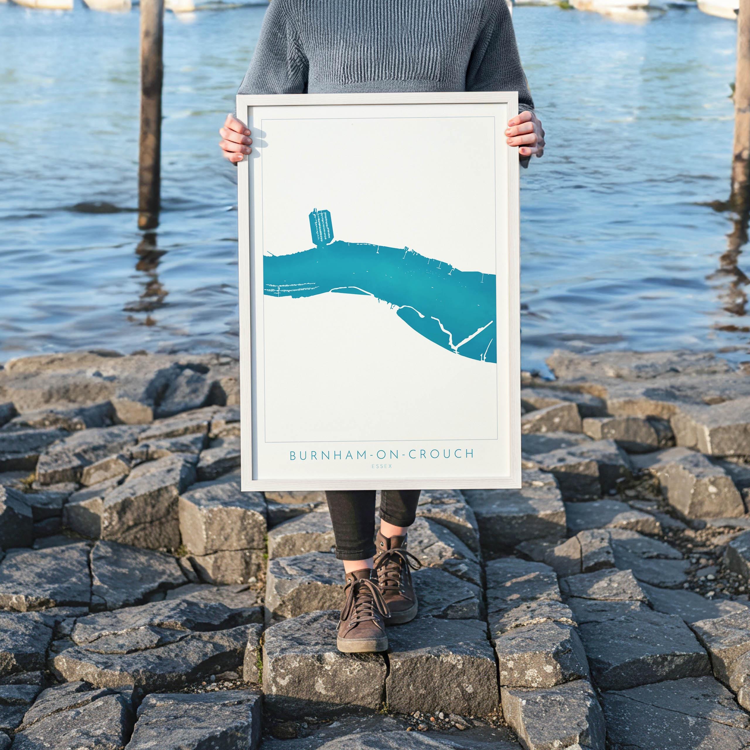 Burnham-on-Crouch Print - Burnham on Crouch Art, Burnham on Crouch Map, Essex Map Art, River Crouch Sailing Map, River Crouch Essex, UK Map