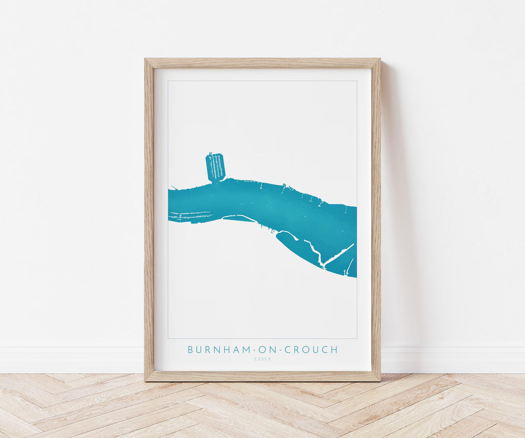 Burnham-on-Crouch Print - Burnham on Crouch Art, Burnham on Crouch Map, Essex Map Art, River Crouch Sailing Map, River Crouch Essex, UK Map