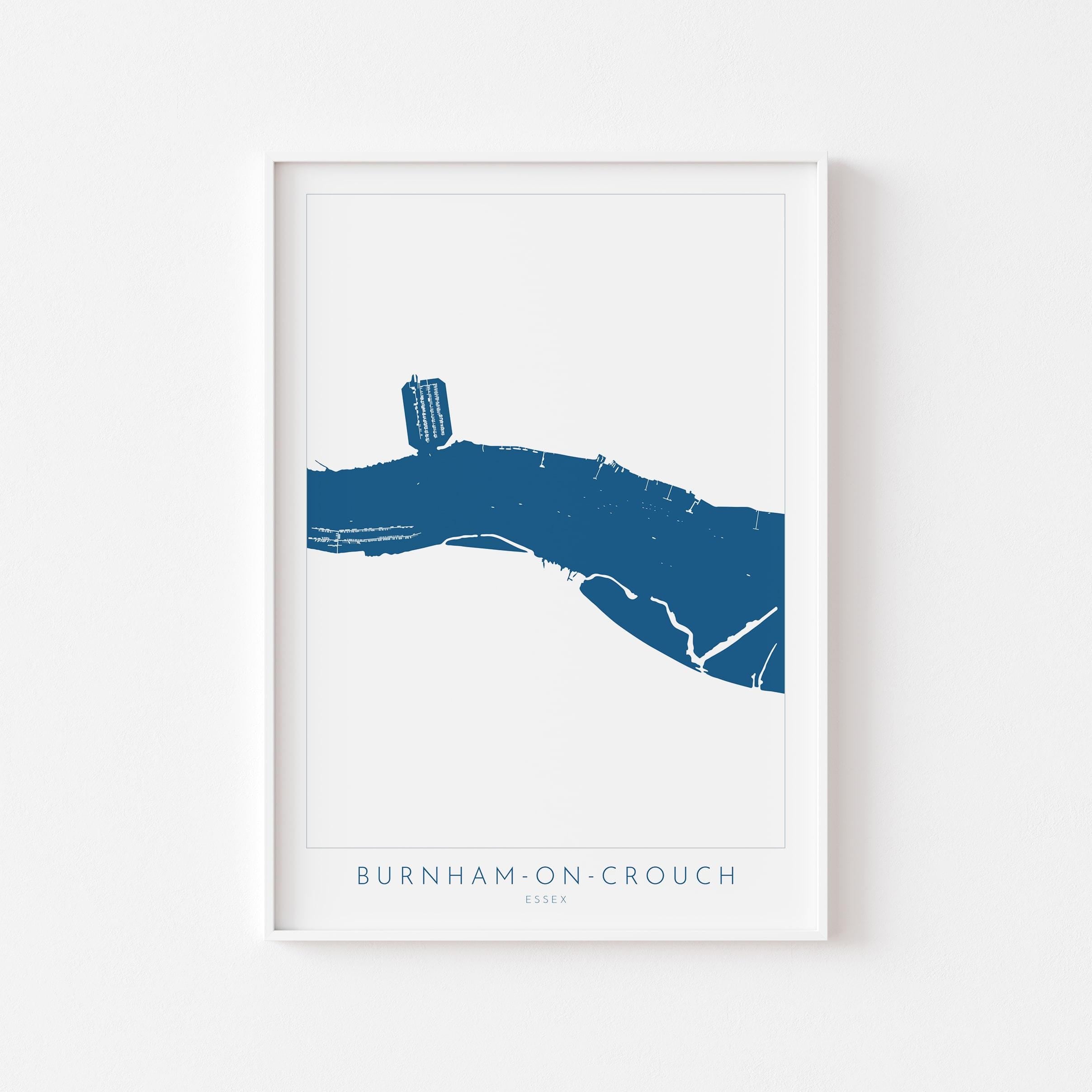 Burnham-on-Crouch Print - Burnham on Crouch Art, Burnham on Crouch Map, Essex Map Art, River Crouch Sailing Map, River Crouch Essex, UK Map