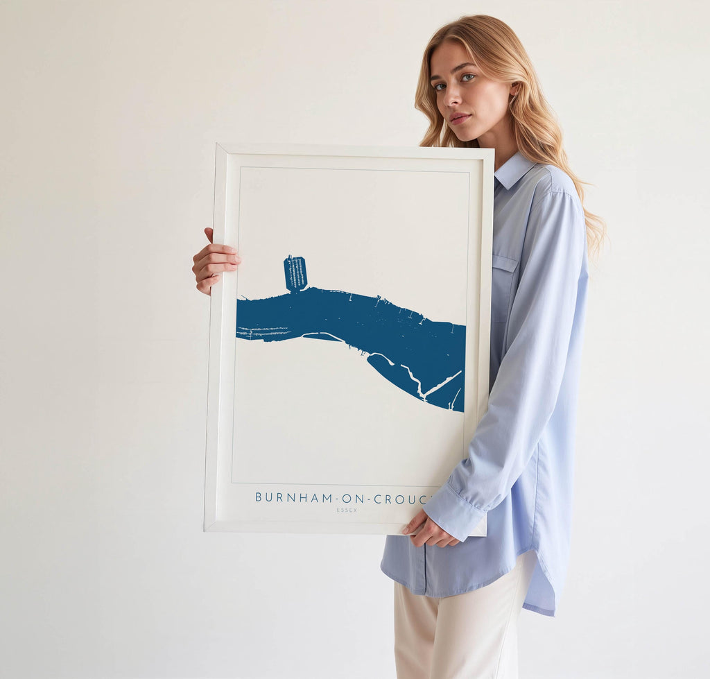 Burnham-on-Crouch Print - Burnham on Crouch Art, Burnham on Crouch Map, Essex Map Art, River Crouch Sailing Map, River Crouch Essex, UK Map