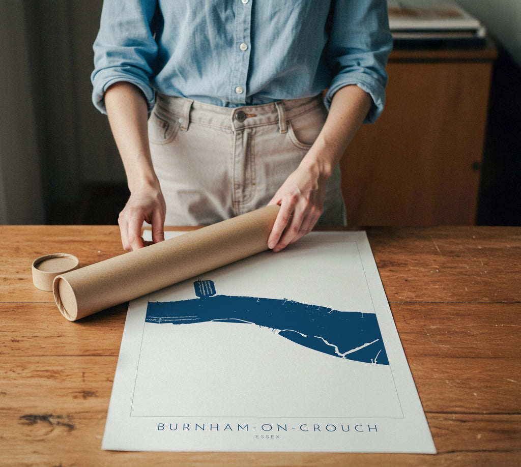 Burnham-on-Crouch Print - Burnham on Crouch Art, Burnham on Crouch Map, Essex Map Art, River Crouch Sailing Map, River Crouch Essex, UK Map