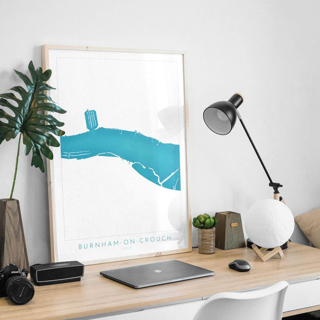 Burnham-on-Crouch Print - Burnham on Crouch Art, Burnham on Crouch Map, Essex Map Art, River Crouch Sailing Map, River Crouch Essex, UK Map