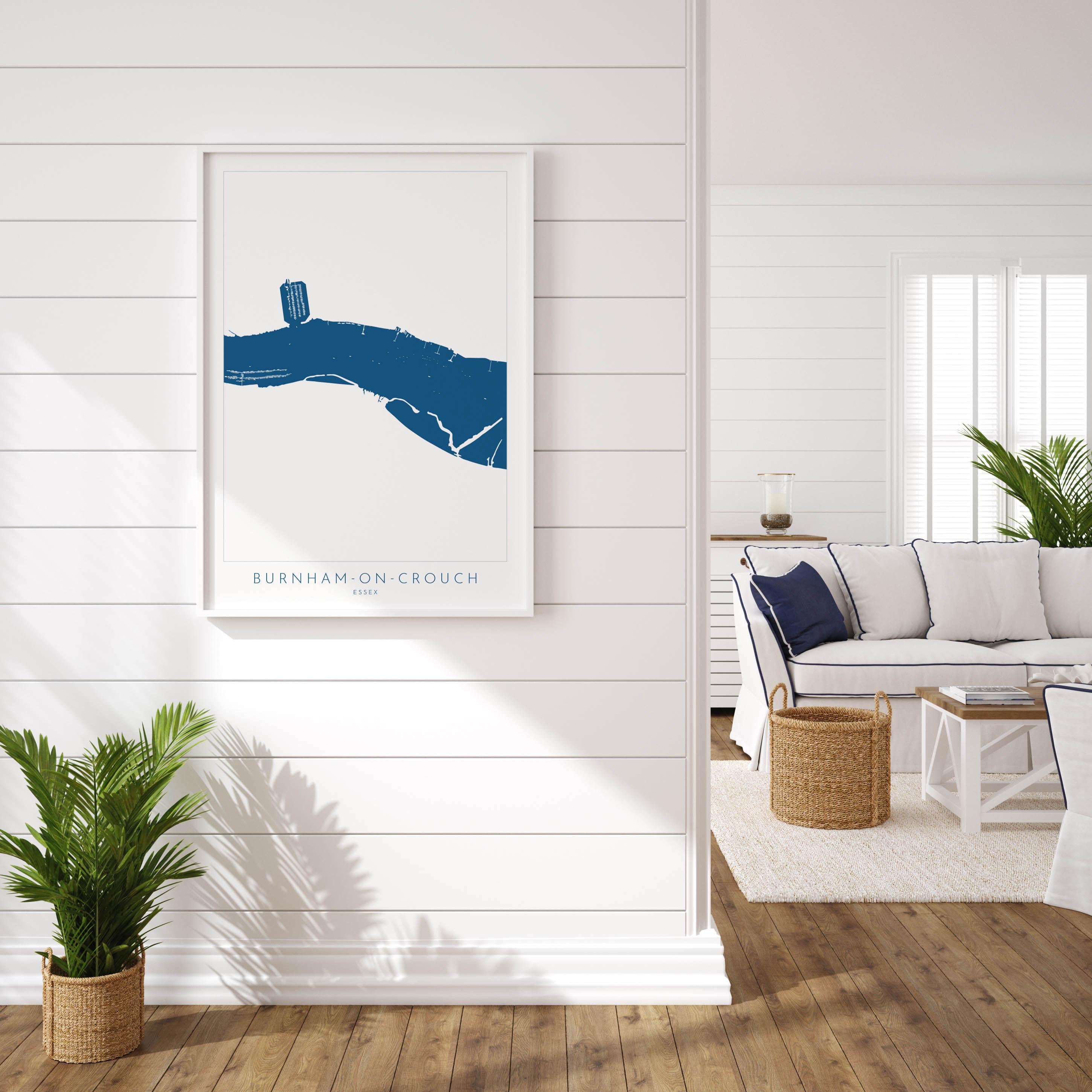 Burnham-on-Crouch Print - Burnham on Crouch Art, Burnham on Crouch Map, Essex Map Art, River Crouch Sailing Map, River Crouch Essex, UK Map