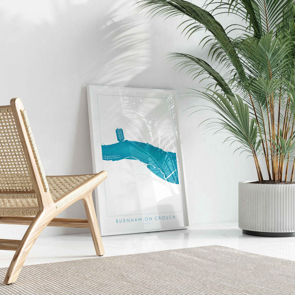 Burnham-on-Crouch Print - Burnham on Crouch Art, Burnham on Crouch Map, Essex Map Art, River Crouch Sailing Map, River Crouch Essex, UK Map