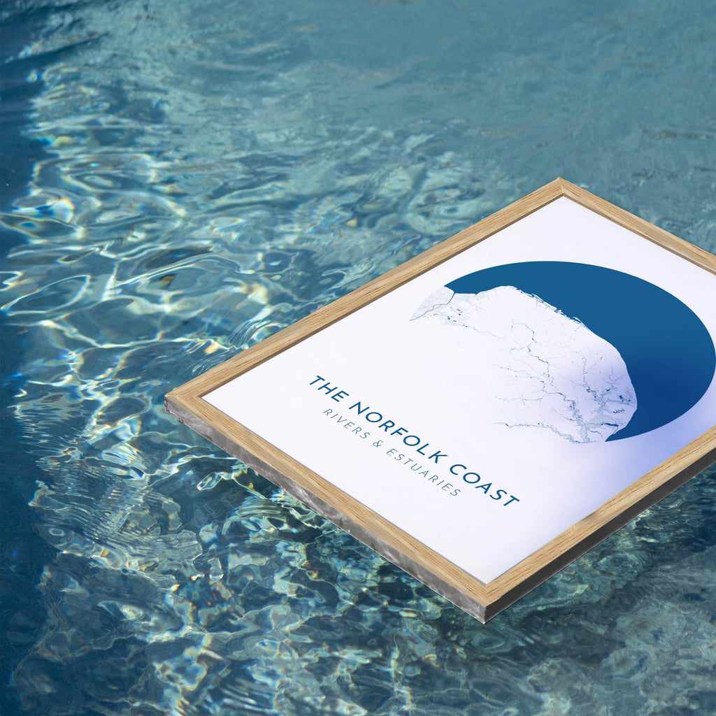 Norfolk Map Art - Norfolk Coast, Blakeney Point, Cromer, Norfolk Print, Burnham Market, Norfolk Poster, Holkham, Norfolk Rivers, UK Map