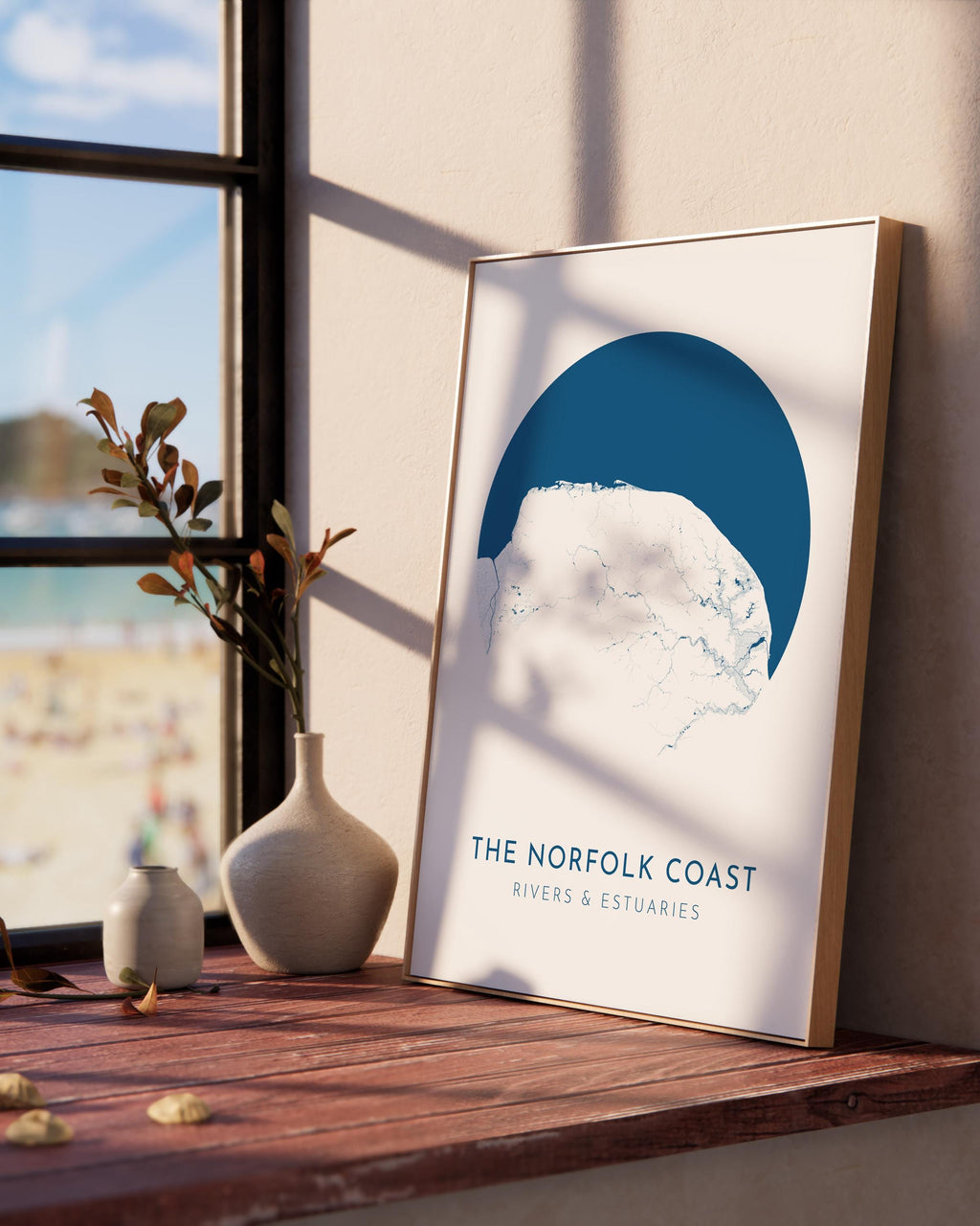 Norfolk Map Art - Norfolk Coast, Blakeney Point, Cromer, Norfolk Print, Burnham Market, Norfolk Poster, Holkham, Norfolk Rivers, UK Map