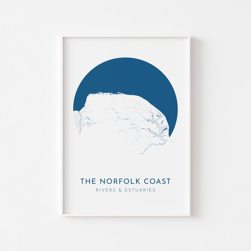 Norfolk Map Art - Norfolk Coast, Blakeney Point, Cromer, Norfolk Print, Burnham Market, Norfolk Poster, Holkham, Norfolk Rivers, UK Map