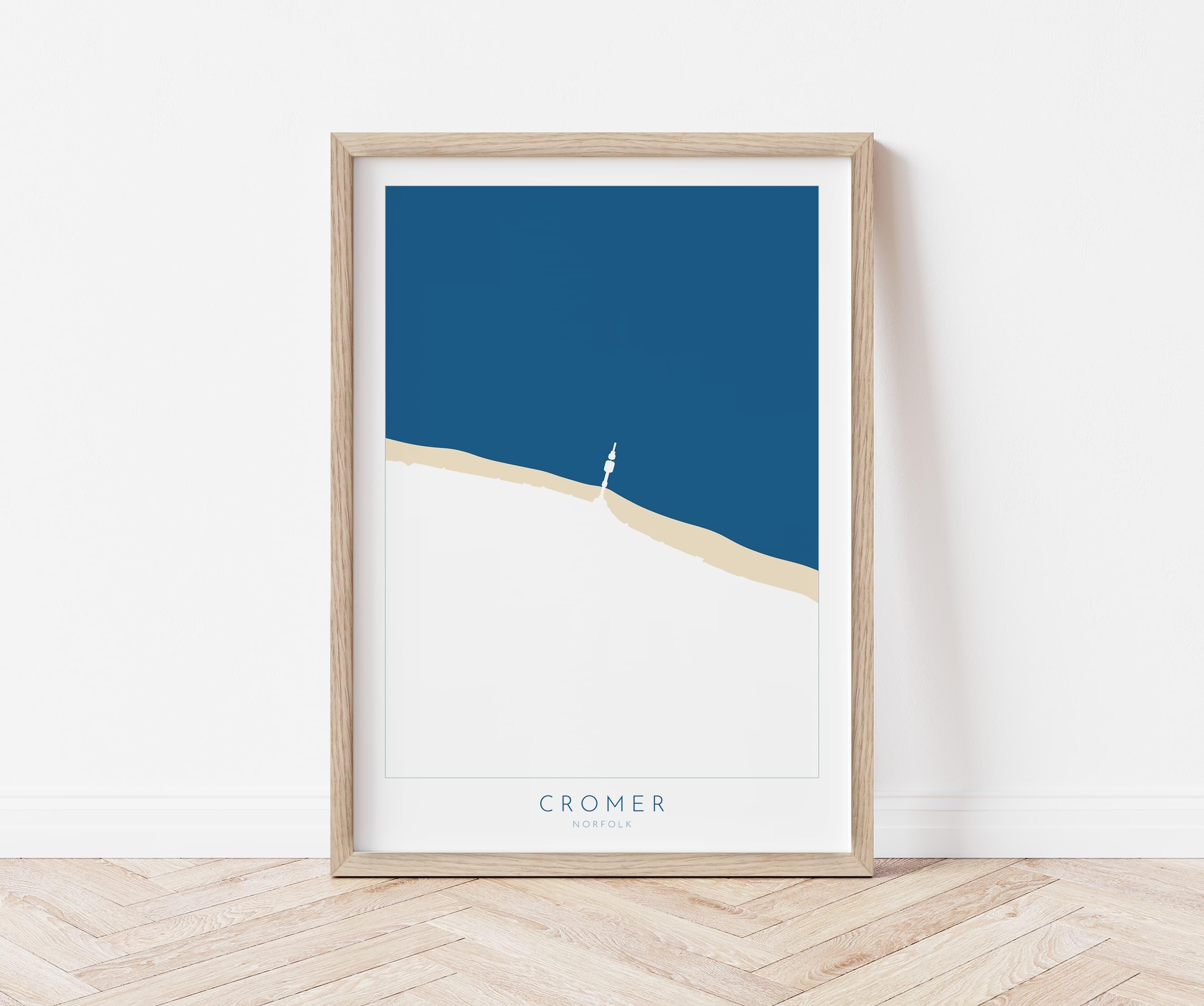 Cromer Map Art - Norfolk Map, Cromer Map Print, North Norfolk Coast, Cromer Pier, Norfolk Print, Cromer Travel Print, Norfolk Travel Poster