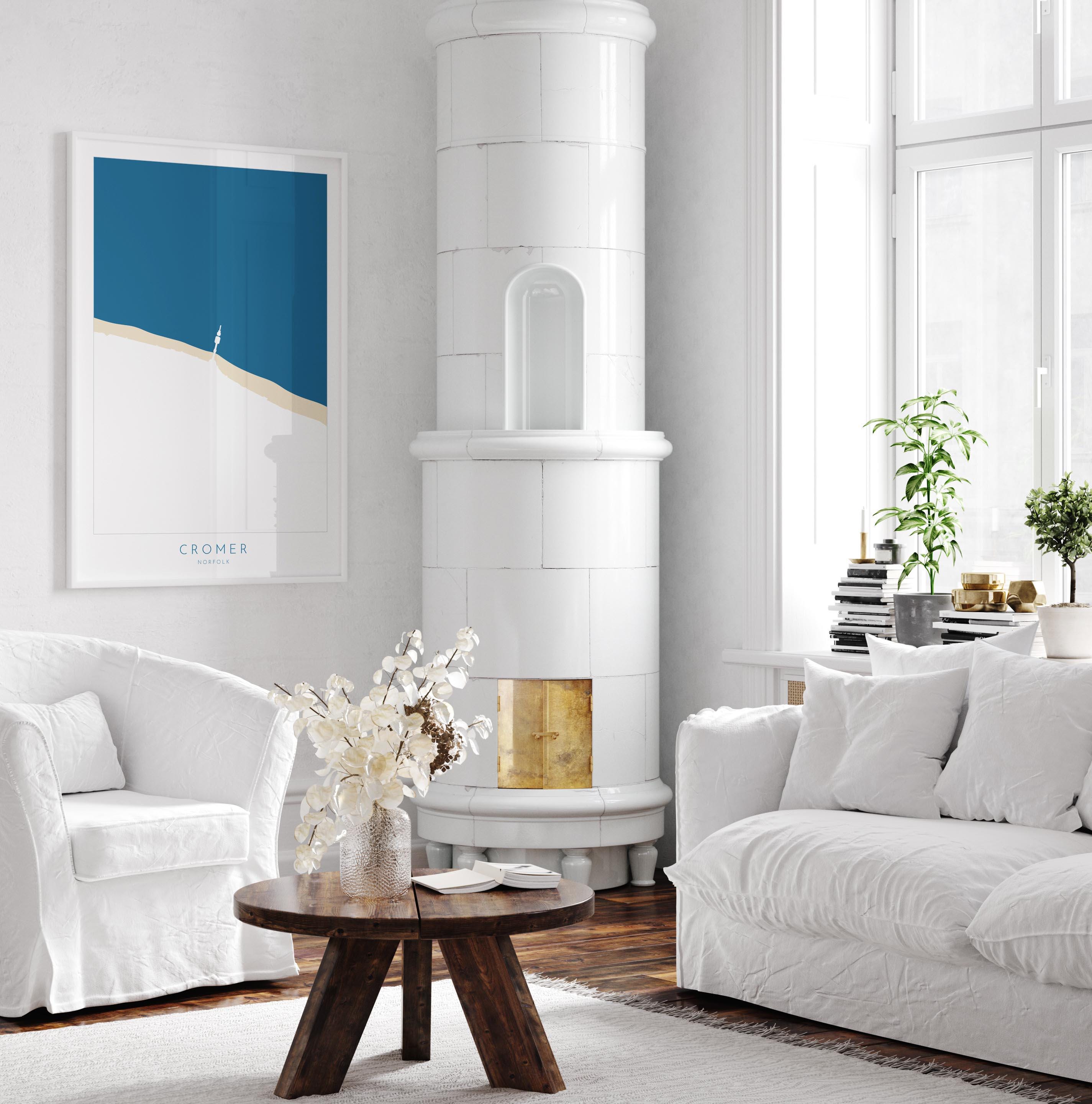 Cromer Map Art - Norfolk Map, Cromer Map Print, North Norfolk Coast, Cromer Pier, Norfolk Print, Cromer Travel Print, Norfolk Travel Poster