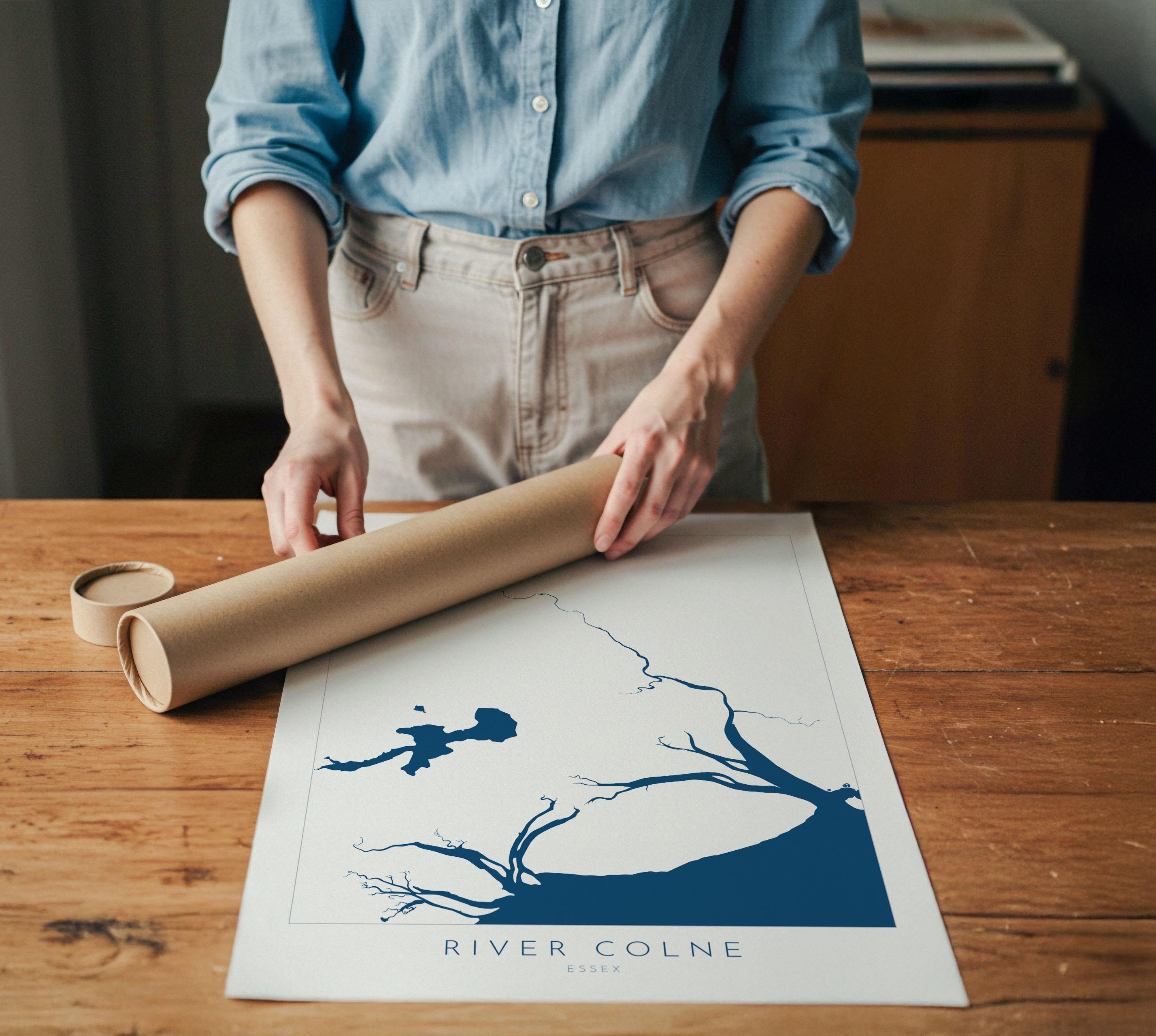 River Colne Map Print - Essex Map Art, Wivenhoe Map Art, Colchester Print, Essex Art, Mersea Island, Essex Coast, Nautical Art, UK Rivers