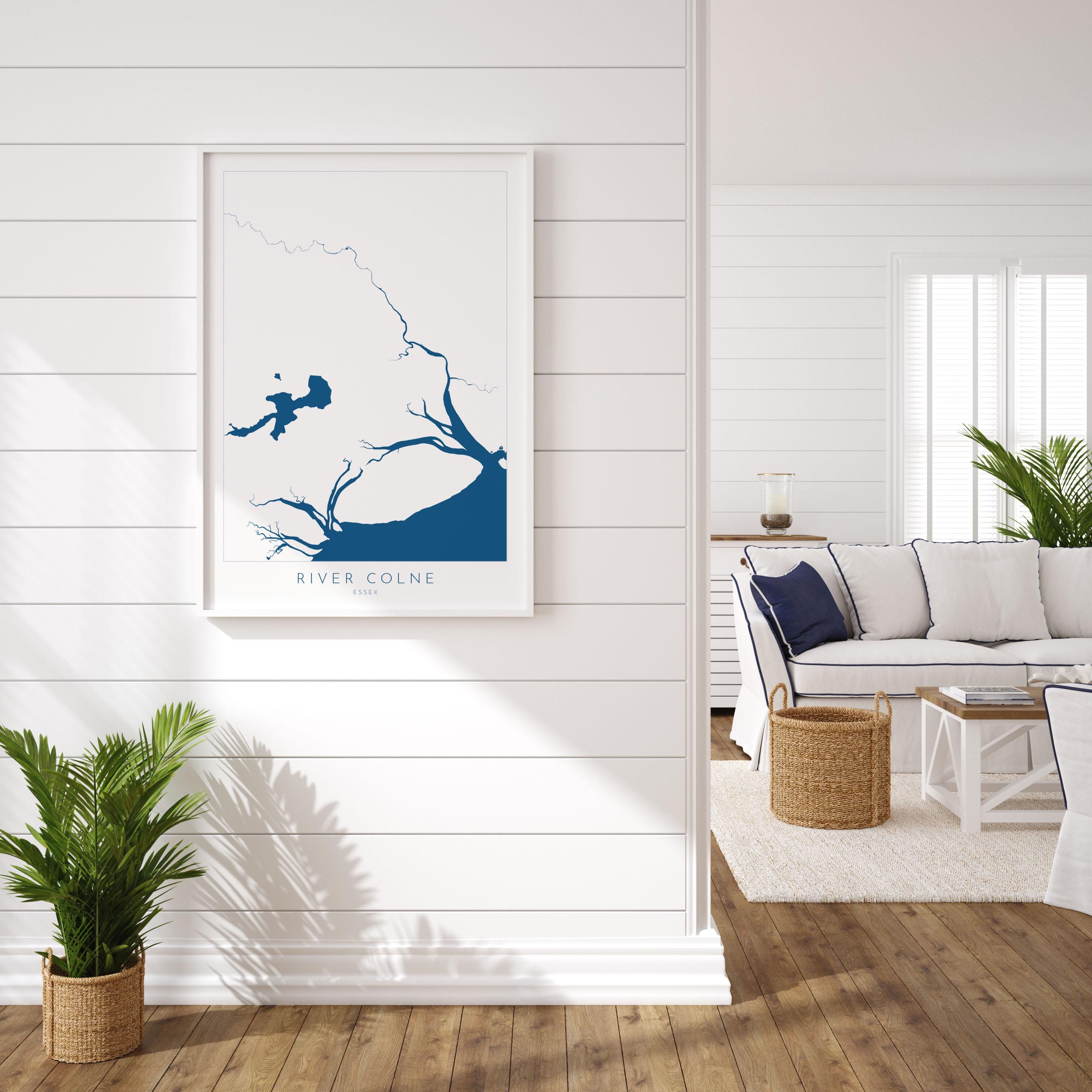 River Colne Map Print - Essex Map Art, Wivenhoe Map Art, Colchester Print, Essex Art, Mersea Island, Essex Coast, Nautical Art, UK Rivers