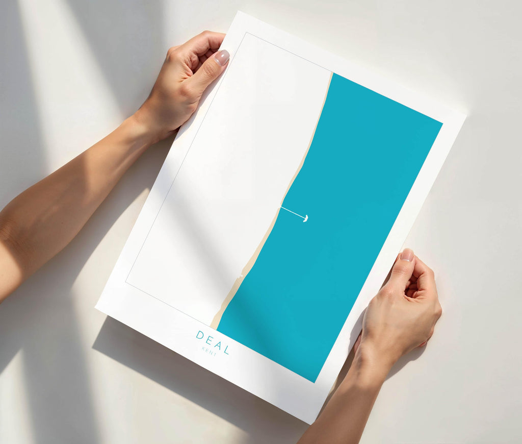 Deal Map Print - Kent Map Art, Kent Travel Poster, Kent Coast, A1, A2, A3, A4, Deal Beach Art, Deal Kent Map, Deal Pier, UK Map, Kent Gift