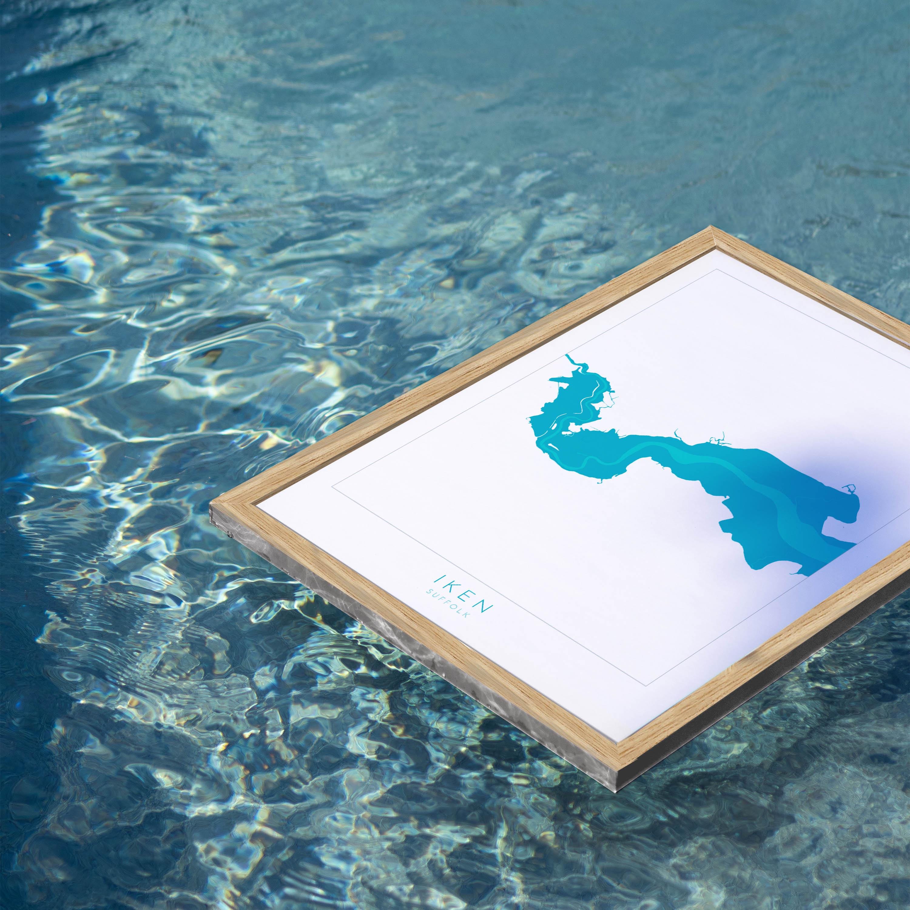 Iken Map Art - Suffolk Map Print, River Alde Map Art, Iken Suffolk Art, Suffolk Coast Map Art, Suffolk Travel Print, Nautical Art, UK Rivers