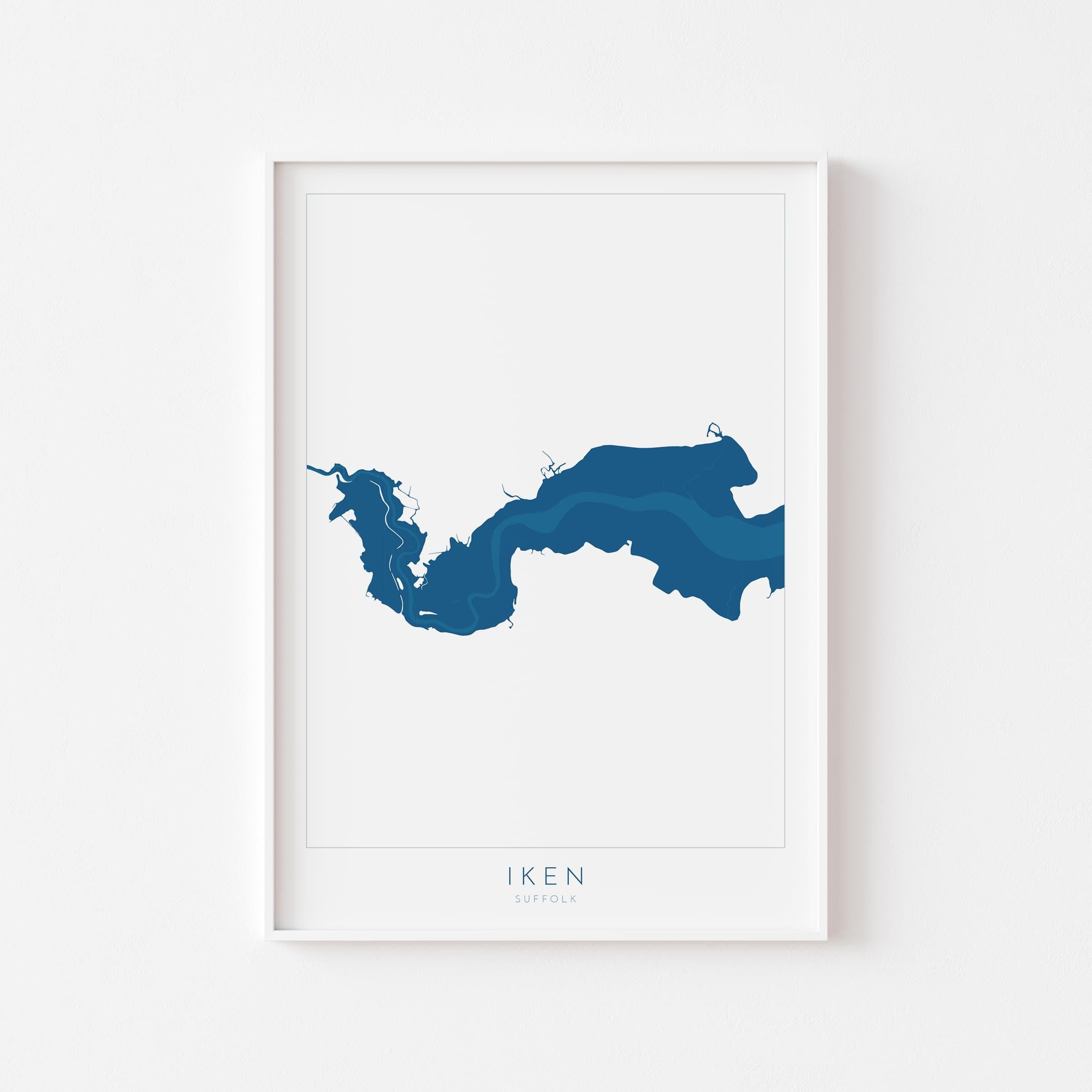 Iken Map Art - Suffolk Map Print, River Alde Map Art, Iken Suffolk Art, Suffolk Coast Map Art, Suffolk Travel Print, Nautical Art, UK Rivers