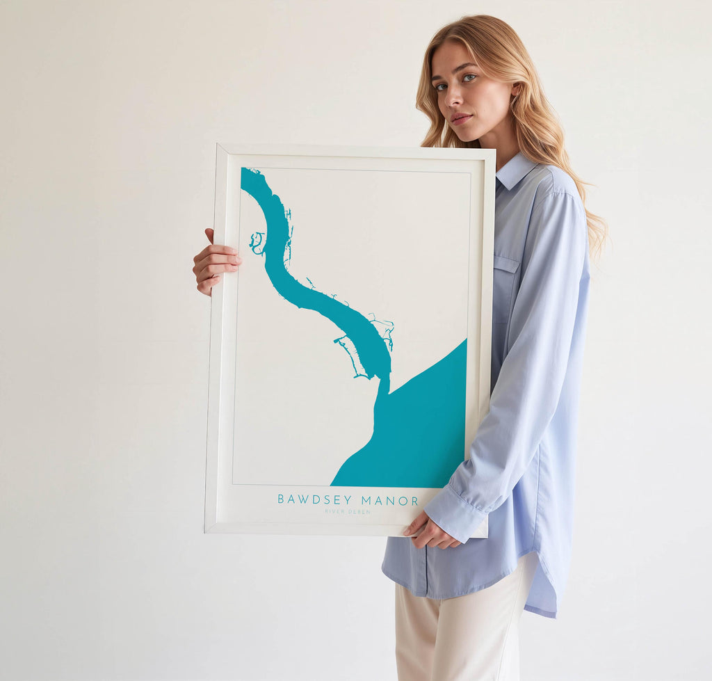 River Deben, Bawdsey Manor Map - Suffolk Map, Suffolk Coast, Felixstowe Travel Print, Bawdsey Beach Suffolk, Woodbridge Print, UK Rivers