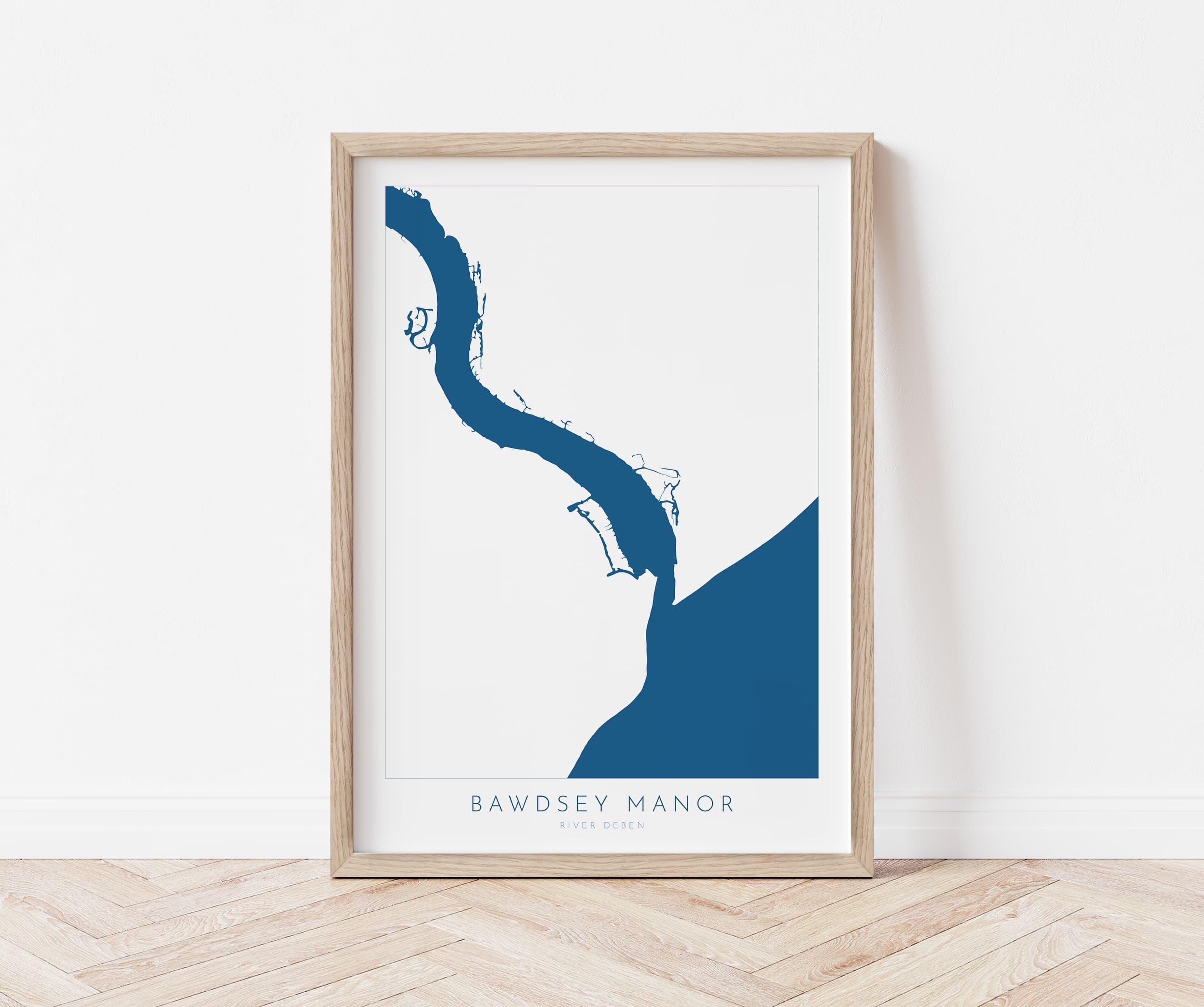 River Deben, Bawdsey Manor Map - Suffolk Map, Suffolk Coast, Felixstowe Travel Print, Bawdsey Beach Suffolk, Woodbridge Print, UK Rivers