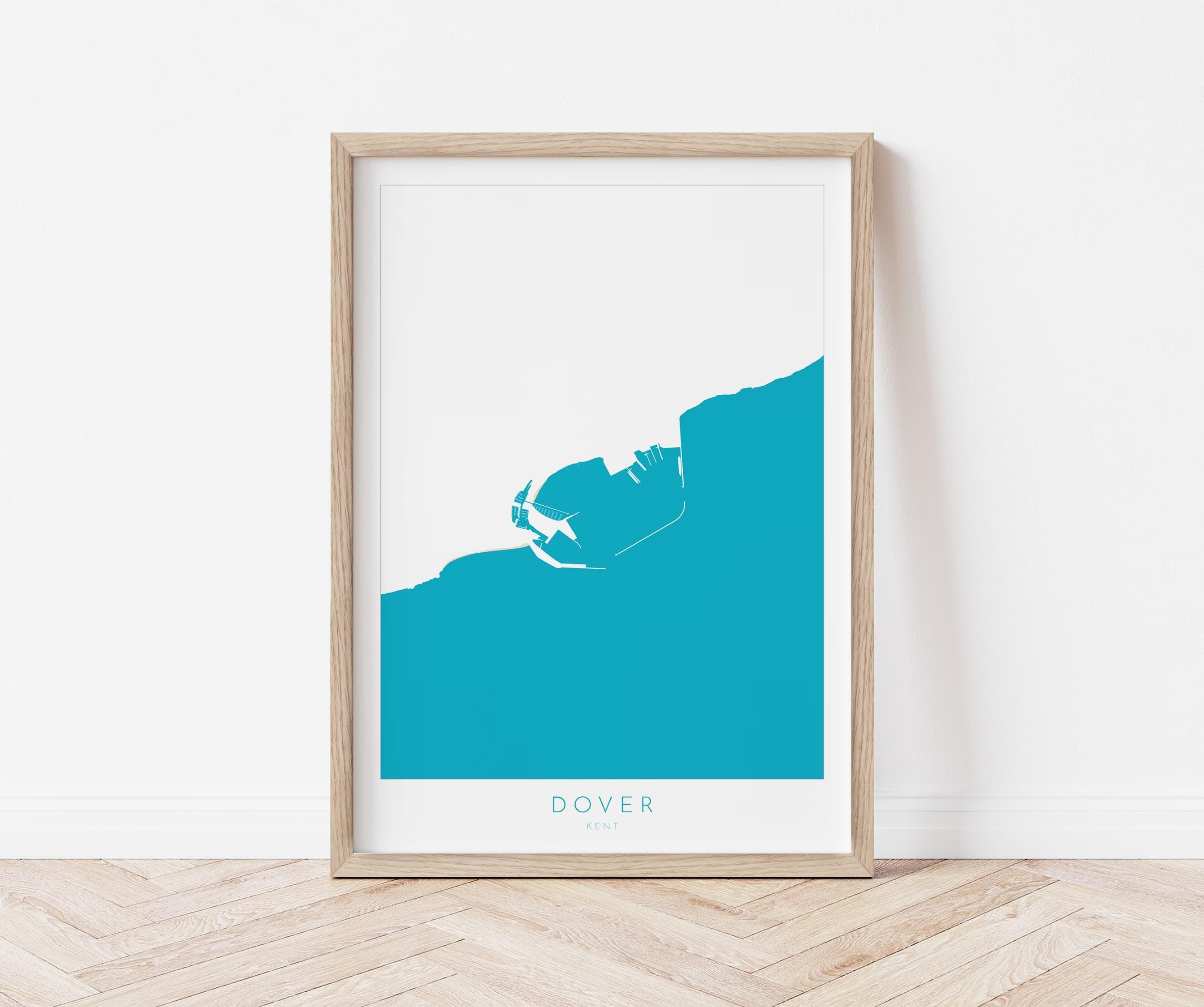 Dover Map Print - Dover Prints, Dover Wall Art, Kent Map Art, Kent Coast, A1, A2, A3, A4, Dover Beach Art, Dover Kent Map, UK Coastline