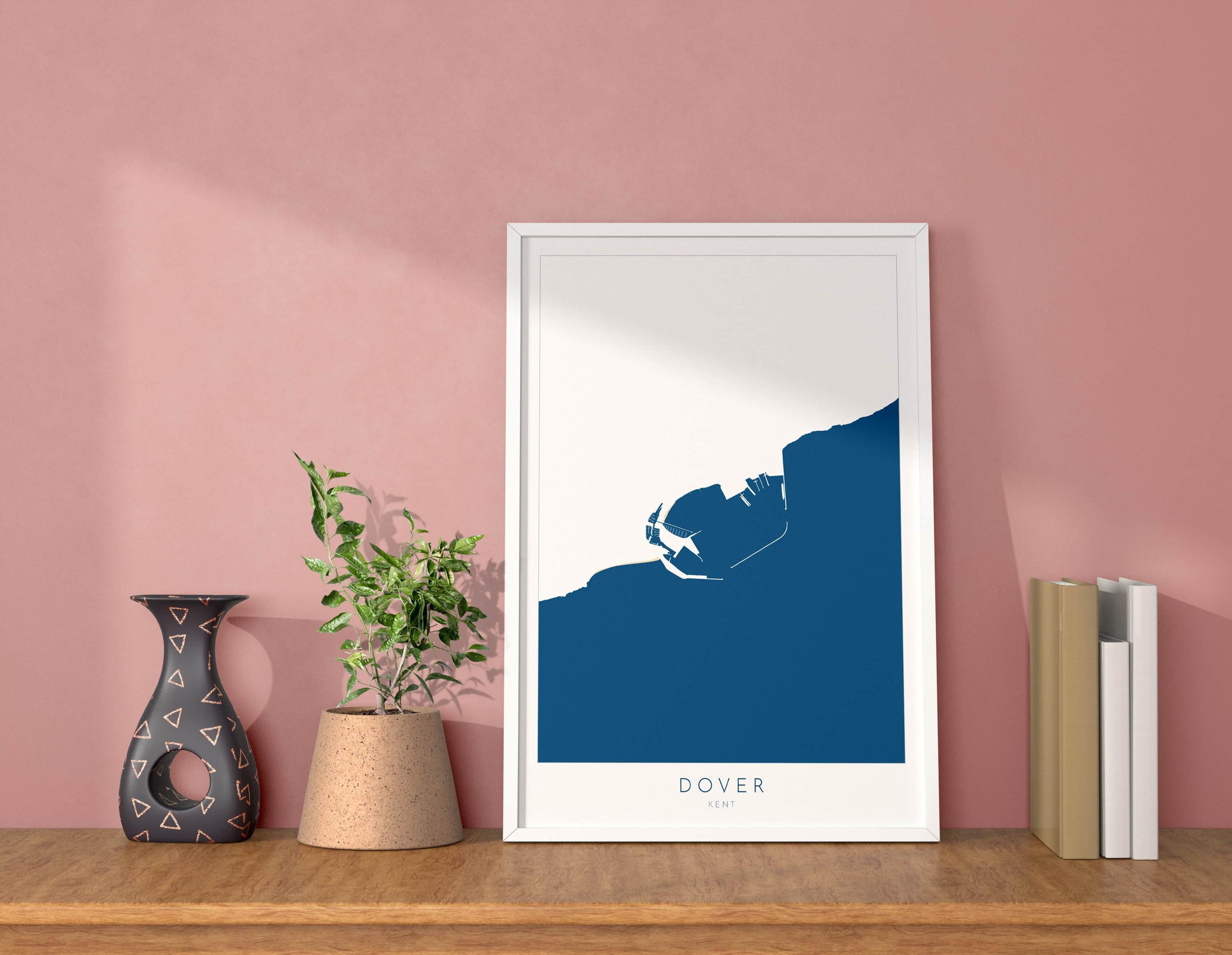 Dover Map Print - Dover Prints, Dover Wall Art, Kent Map Art, Kent Coast, A1, A2, A3, A4, Dover Beach Art, Dover Kent Map, UK Coastline