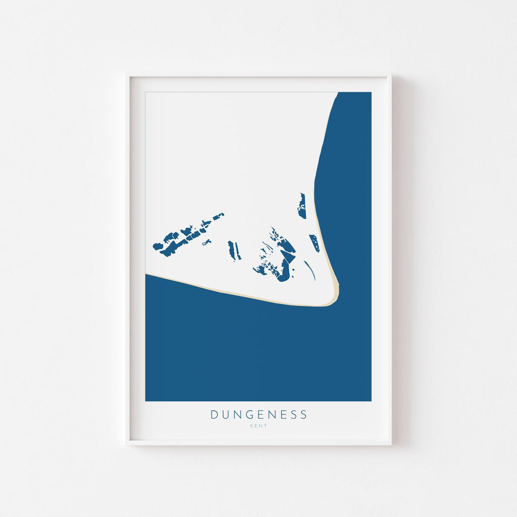 Dungeness Map Print - Dungeness Prints, Kent Map Art, Dungeness Travel Poster, Kent Coast, A1, A2, A3, A4, Dungeness Beach Art, UK Beach Art
