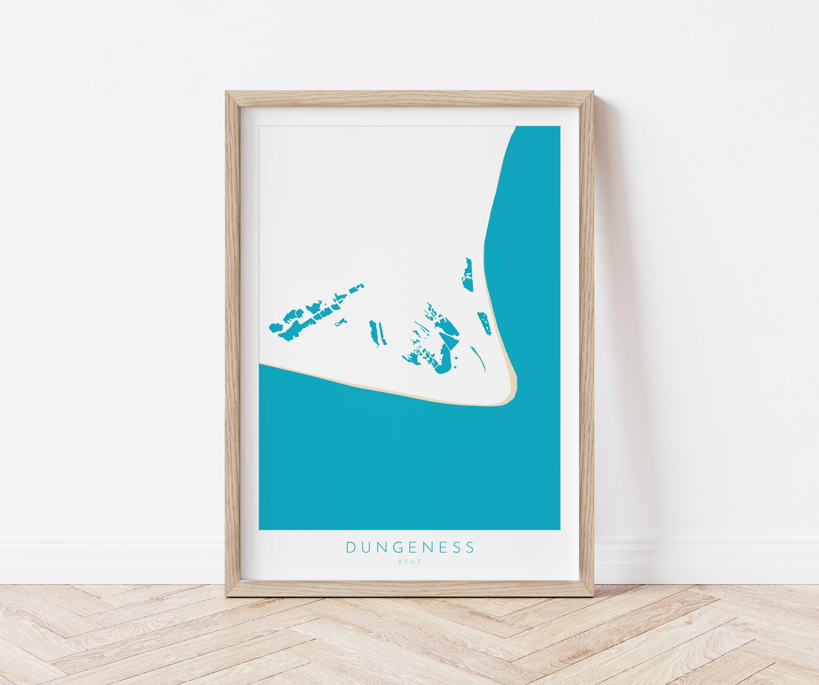 Dungeness Map Print - Dungeness Prints, Kent Map Art, Dungeness Travel Poster, Kent Coast, A1, A2, A3, A4, Dungeness Beach Art, UK Beach Art
